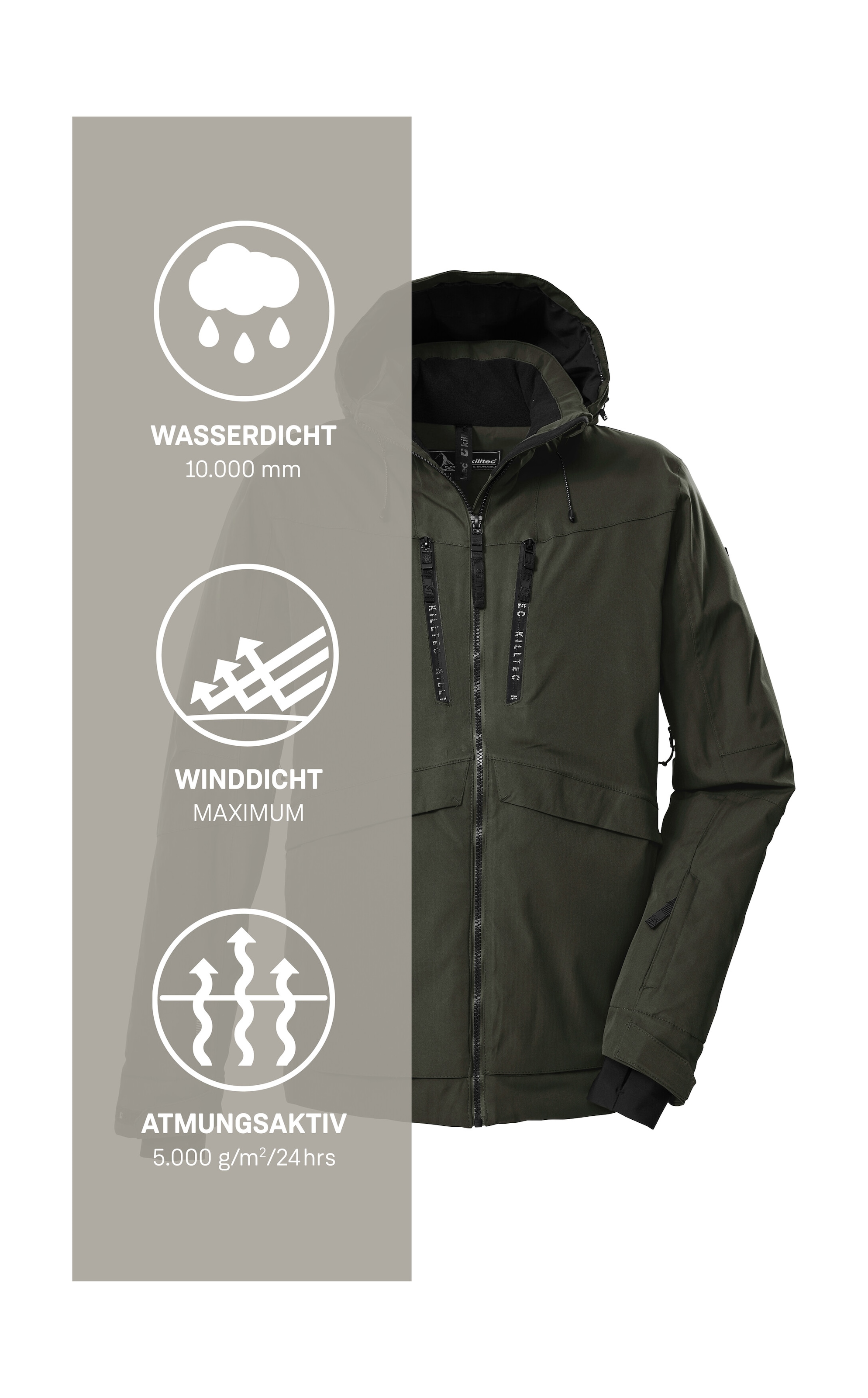 Killtec Veste de ski »KSW 55 MN SKI JCKT« Wasserdichte, atmungsaktive Skijacke mit verschweissten Nähten