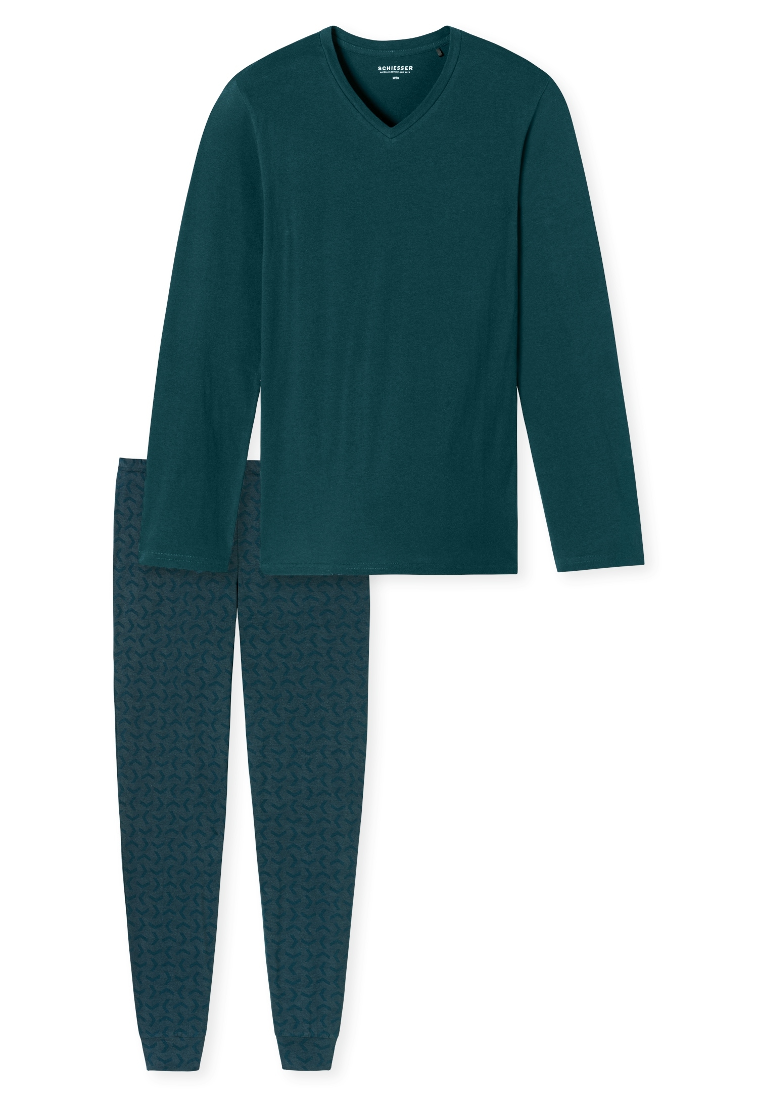 Schiesser Schlafanzug »Casual Essentials«, (2 tlg.), mit bequemen Bündchen