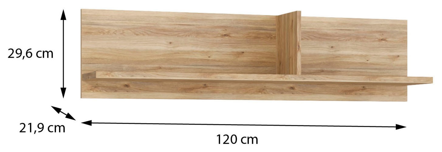 FORTE Wandboard »Forte Arank Wandregal 120, einfache Montage« B/H/T 120/29,6/21,9 Mauvella Eiche