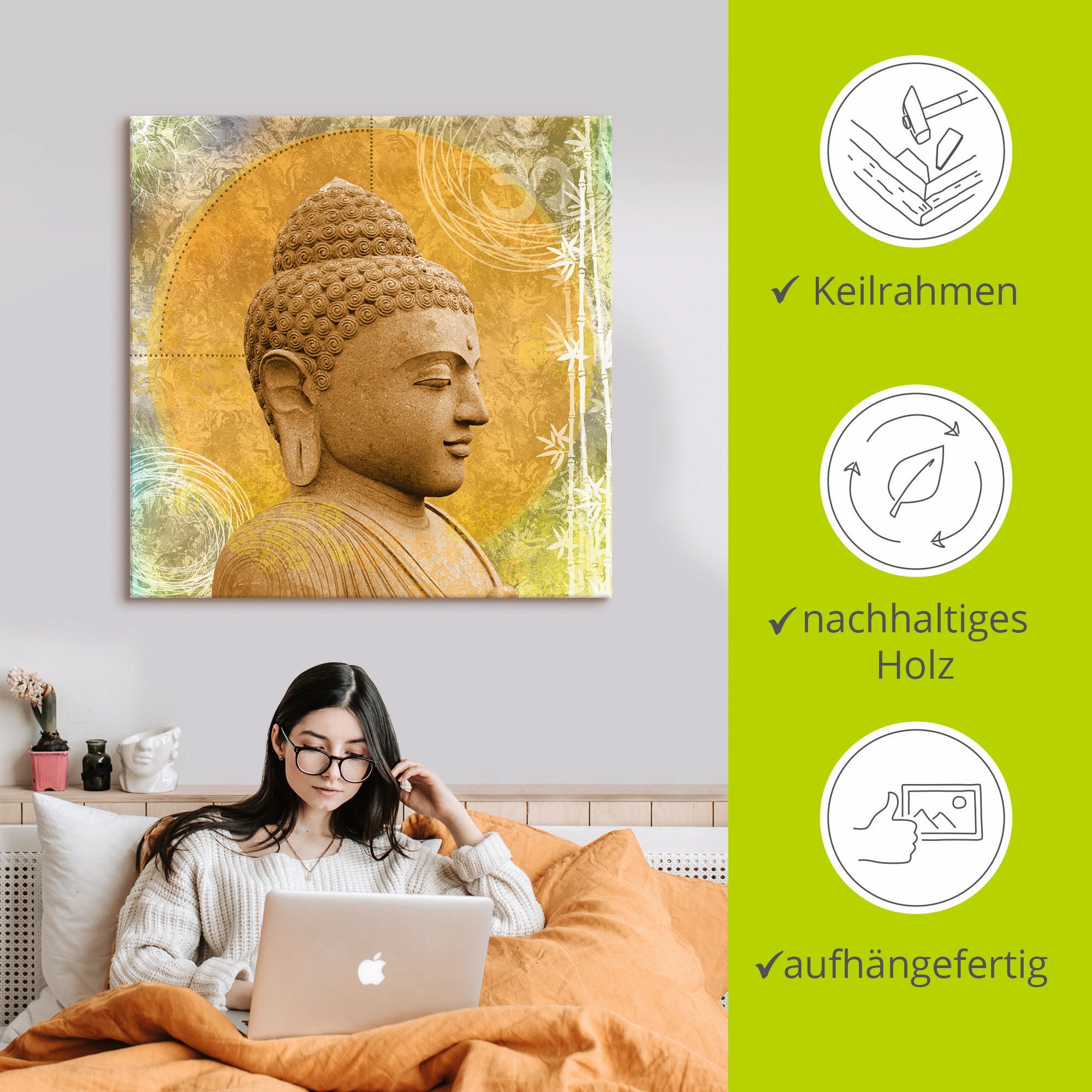 Artland Wandbild »Buddha II«, Spa, (1 St.), als Alubild, Outdoorbild, Leinwandbild, Wandaufkleber, versch. Grössen
