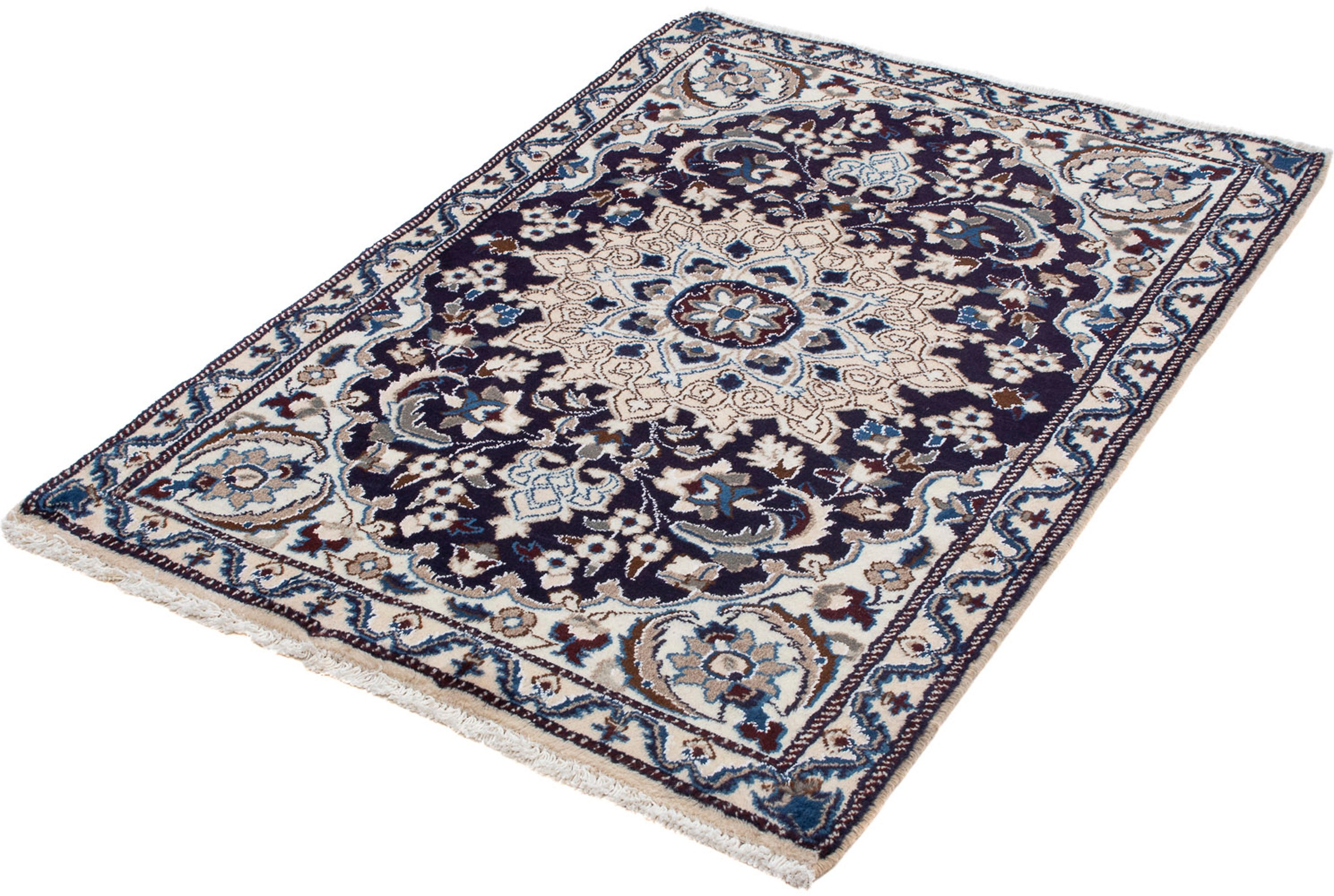 Image of morgenland Orientteppich »Perser - Nain - 129 x 86 cm - dunkelblau«, rechteckig, 10 mm Höhe, Wohnzimmer, Handgeknüpft, Einzelstück mit Zertifikat bei Ackermann Versand Schweiz