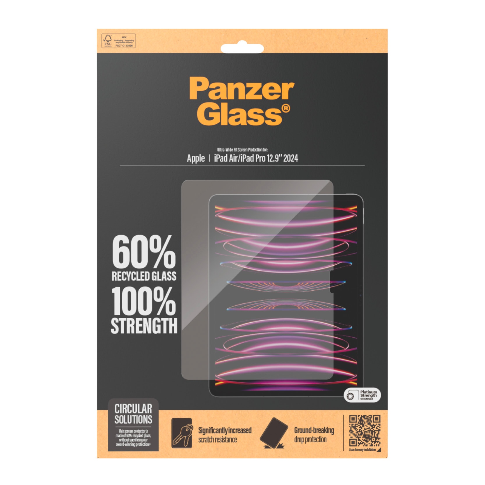 PanzerGlass Displayschutzglas »Ultra Wide Fit Screen Protector«, für Apple iPad Air-Apple iPad Pro 12.9 2024, Displayschutzfolie, Schutzfolie, Bildschirmschutz, kratz- & stossfest