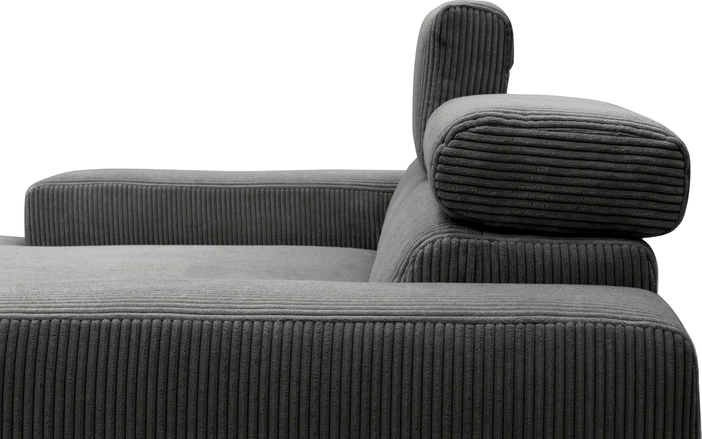 DOMO collection Ecksofa »Brandon B/T: 214/100 cm, belastbar bis 140kg/ Sitz, L-Form«, Cord, grau