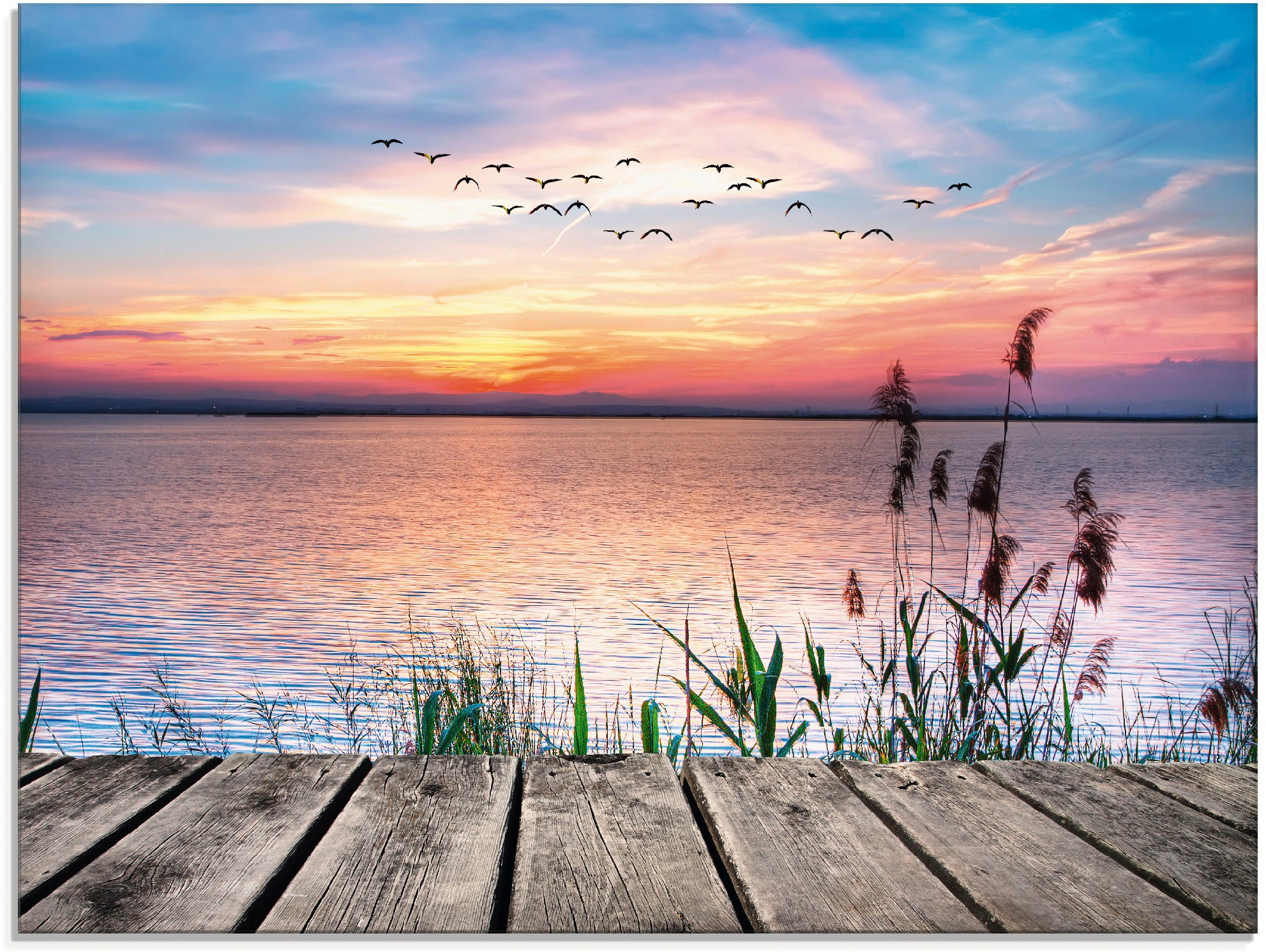 Image of Artland Glasbild "Der See in den Farben der Wolken" Gewässer 1 Stk. tlg. in verschiedenen Grössen