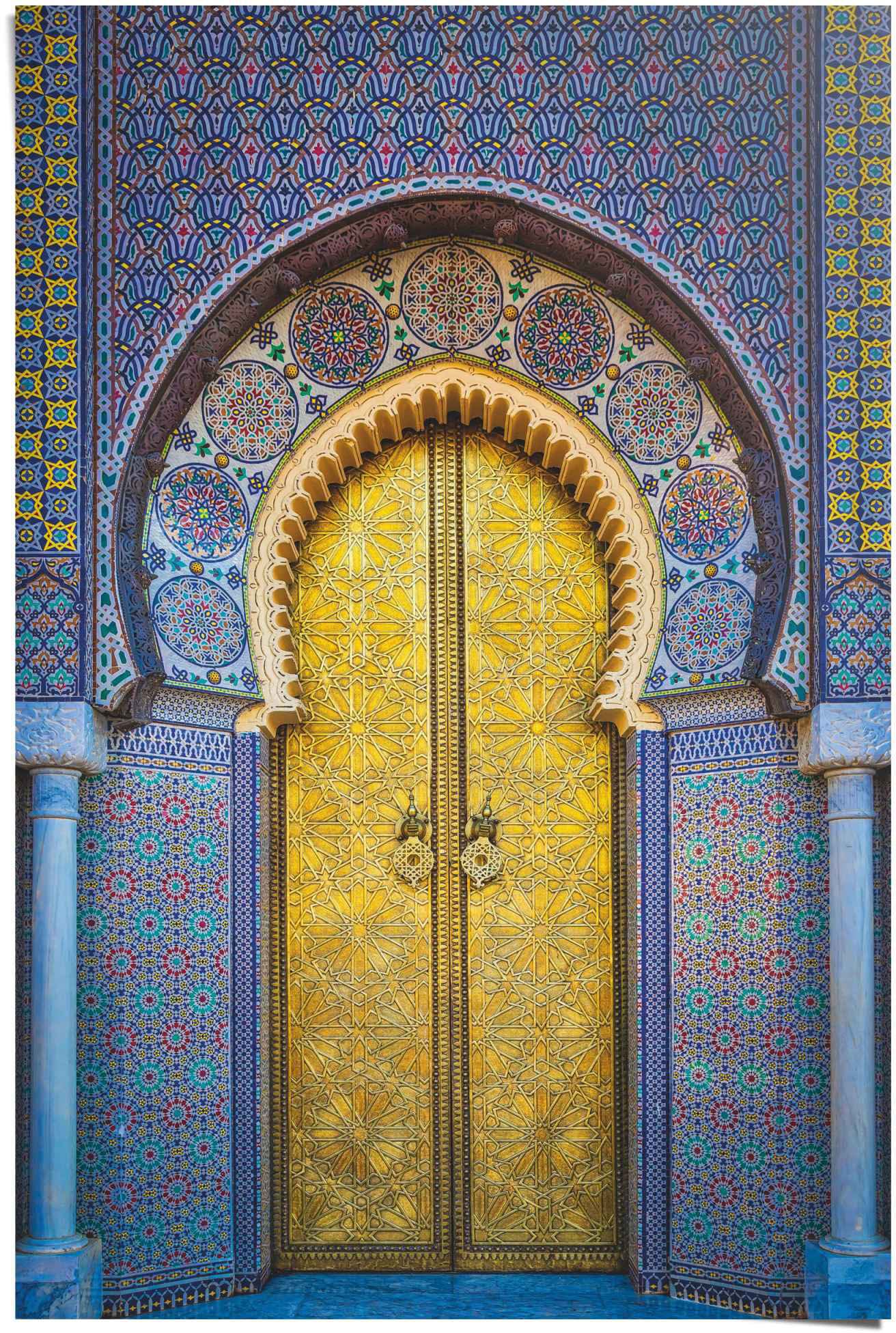 Image of Reinders Poster "Goldene Tür Orientalisch - Stilvoll - Farbenfroh - Köningspalast Fez" 1 Stk. tlg.