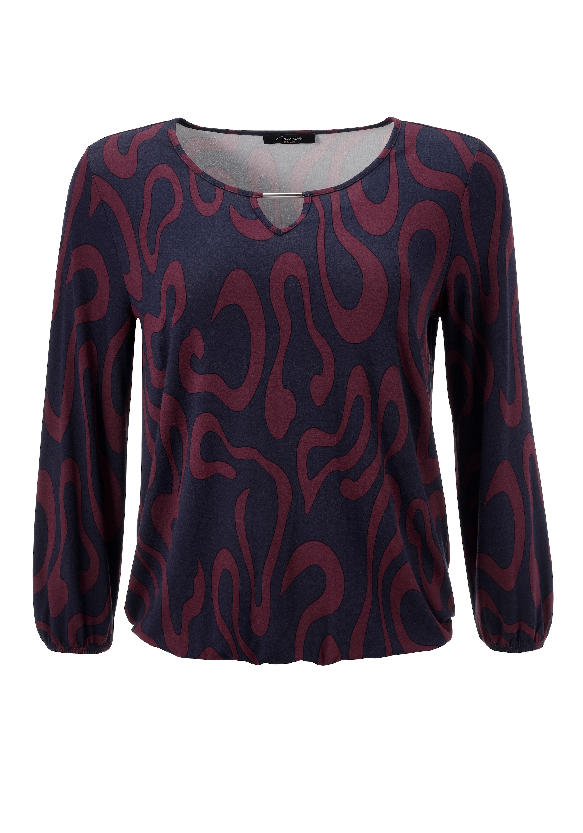 Aniston PLUS Langarmshirt, mit grossflächigem, grafischen Druck