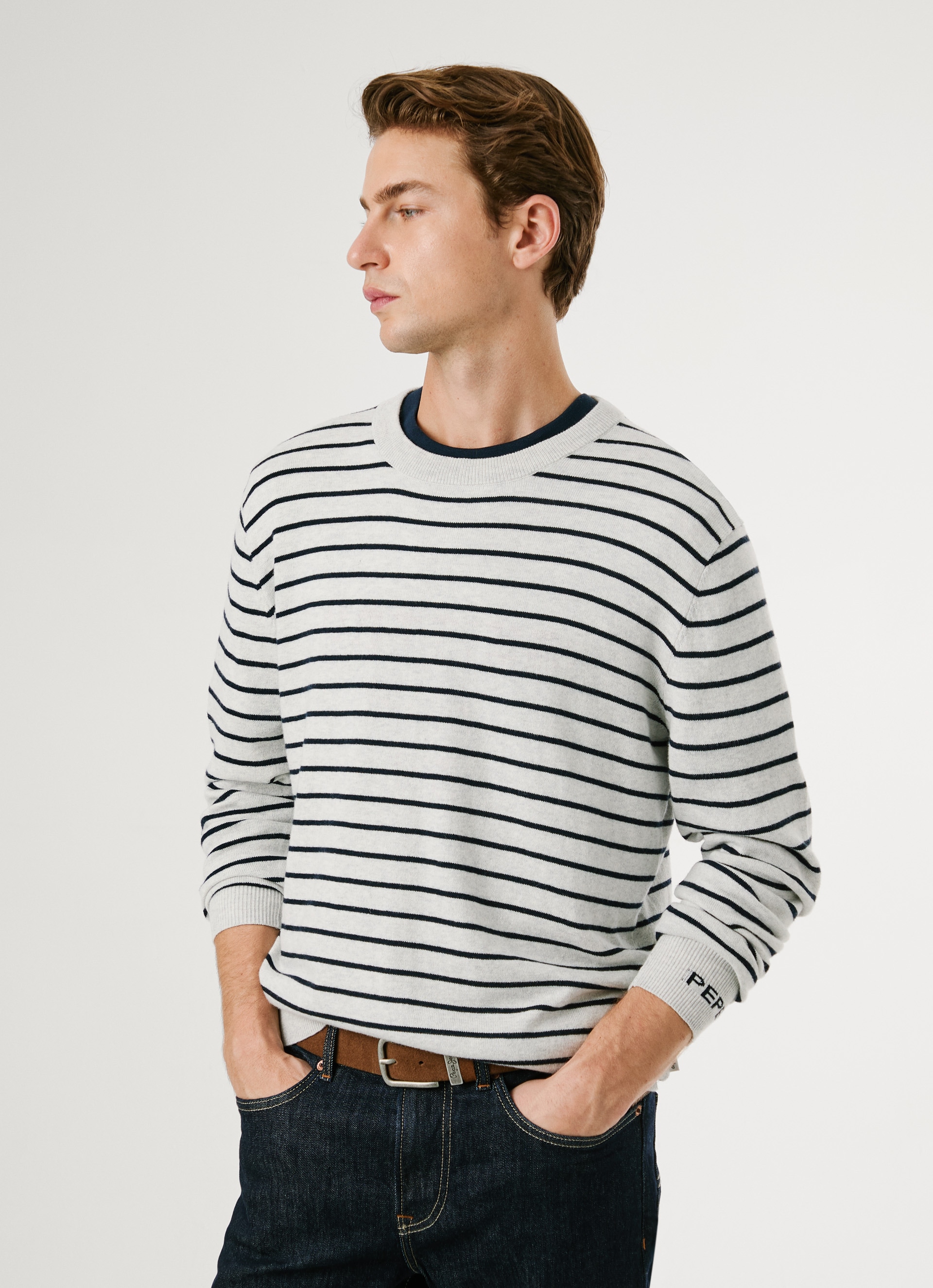 Pepe Jeans Pull à col rond »ANDRE STRIPES« mit Kaschmir-Anteil, gestreift