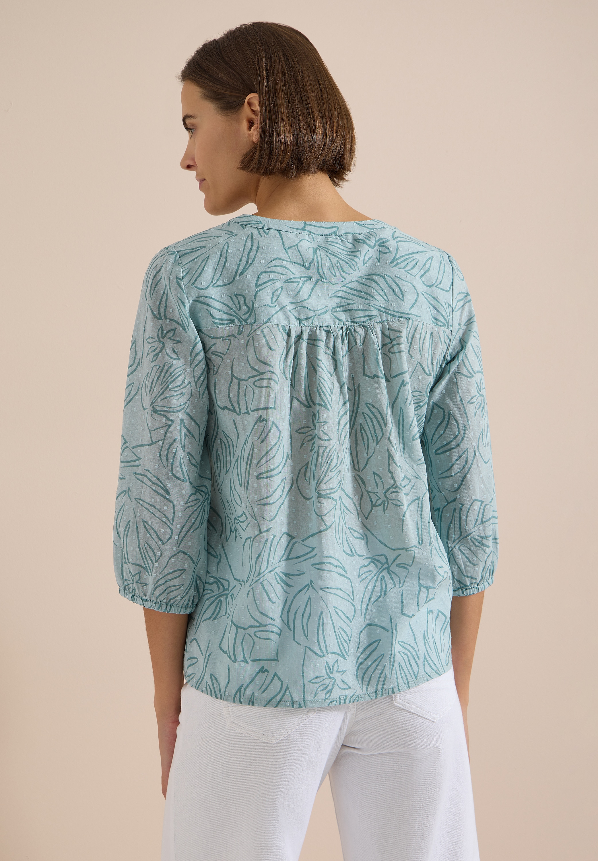 Cecil Blouse à pression 3/4-Arm Sommerbluse-Tunika mit Blätterprint