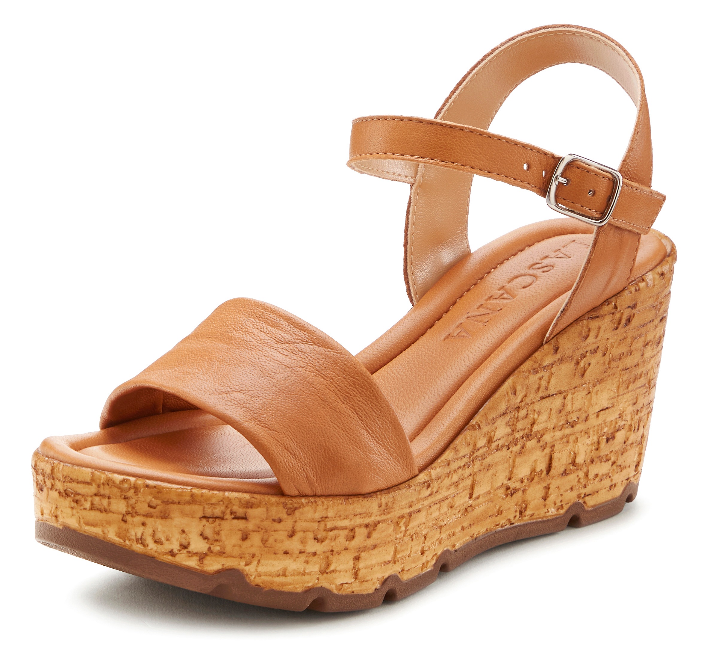 LASCANA Sandalette »Sommerschuh«  Sandale, Sommerschuh, offener Schuh aus Leder mit Keilabsatz