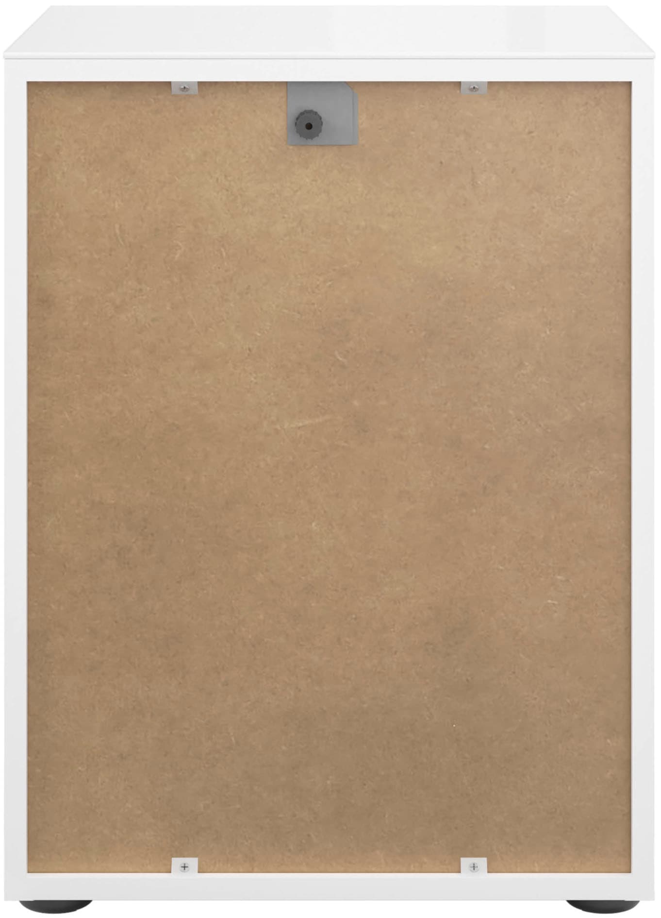 Manjana Möbel Nachtkommode »mit Chrom oder Schwarz matten Metallgriffen« mit Glasfronten, melaminbeschichtete Oberfläche, mit Vollauszug