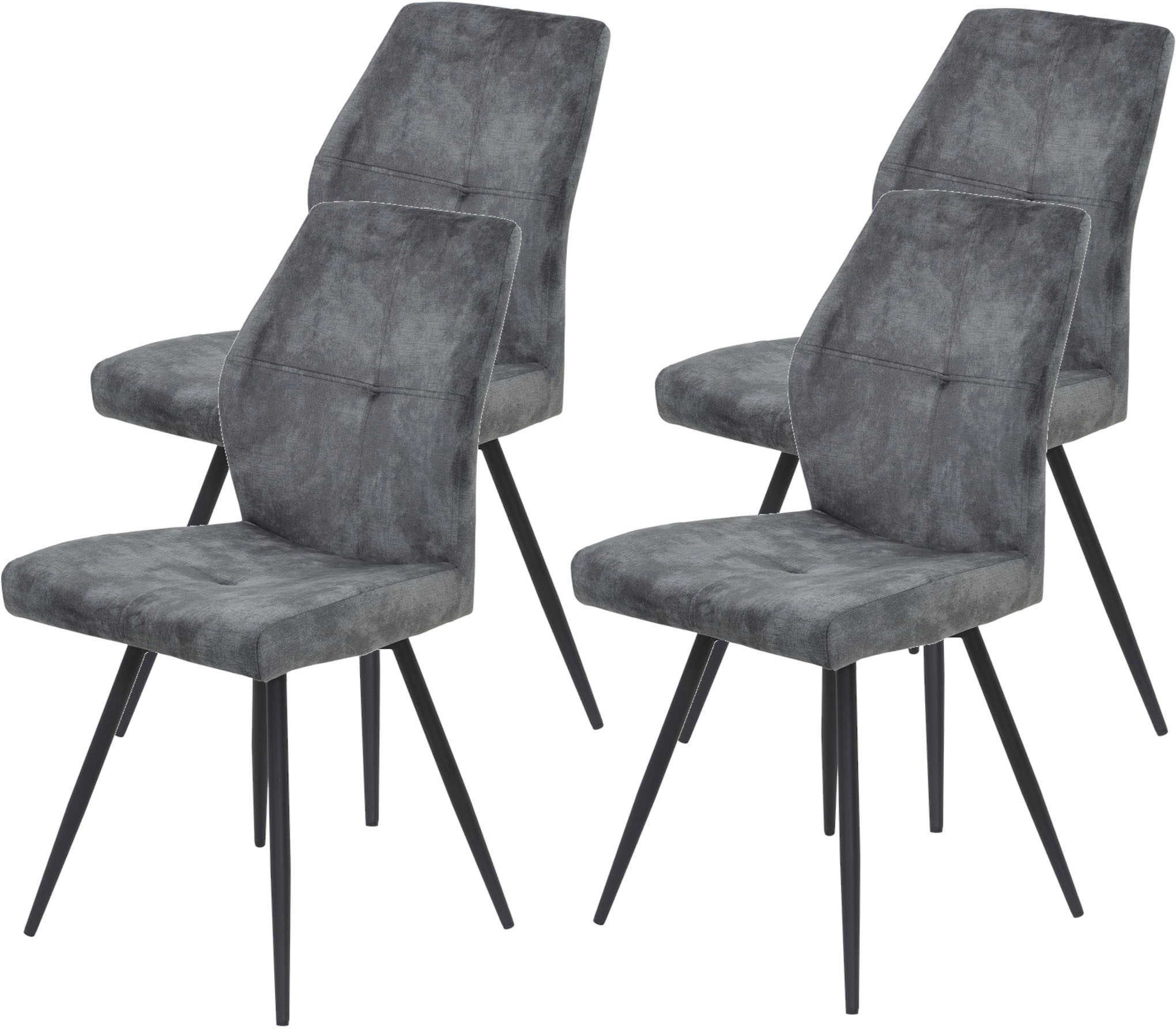 Image of HELA 4-Fussstuhl "ALLY" (Set) 4 Stk.4-Fuss, 360 drehbar, gepolstert, Vintage Velvet mit Steppnähten