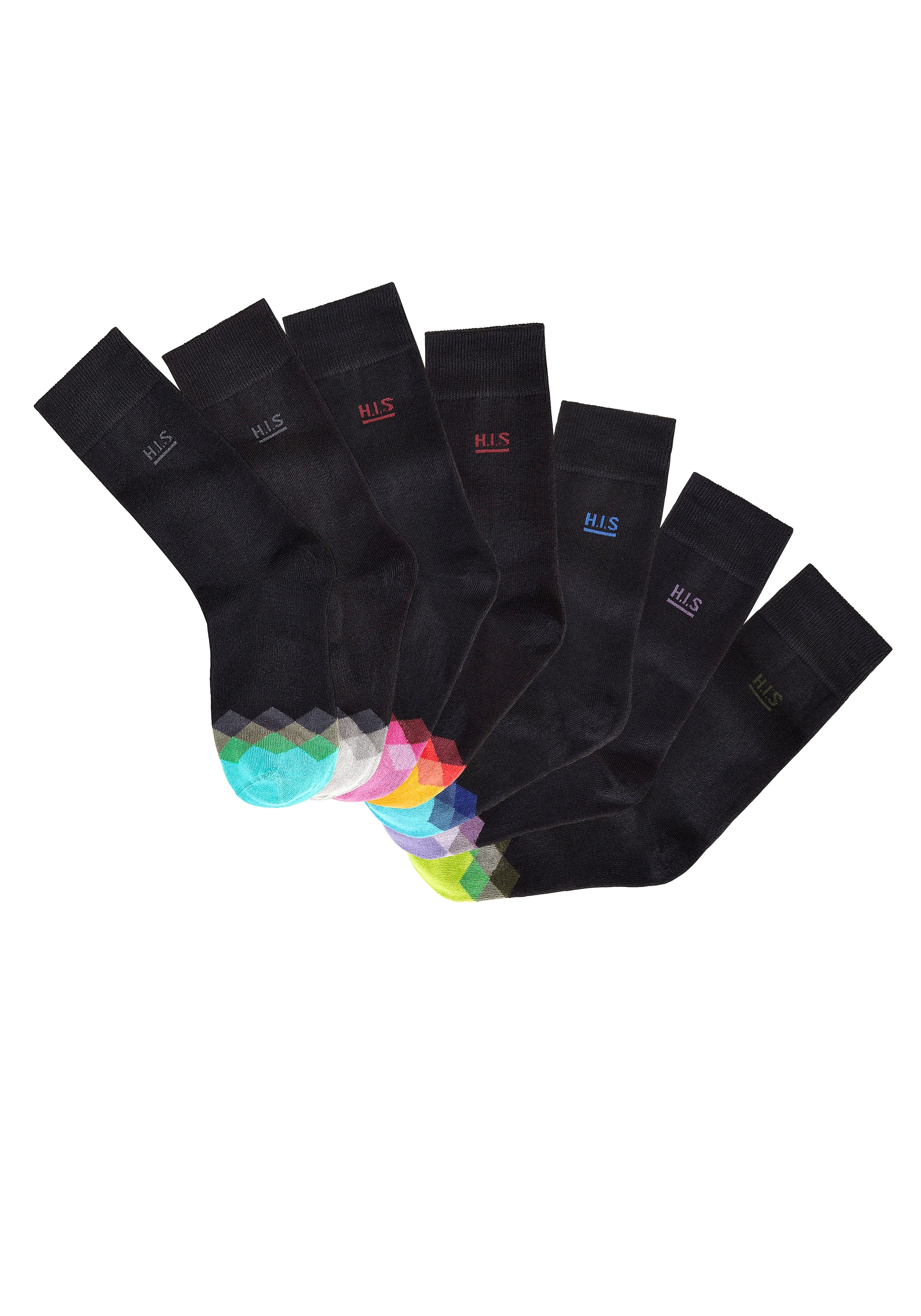 ♕ H.I.S Socken, (Set, 7 Paar), mit bunt gemusterter Spitze  versandkostenfrei auf