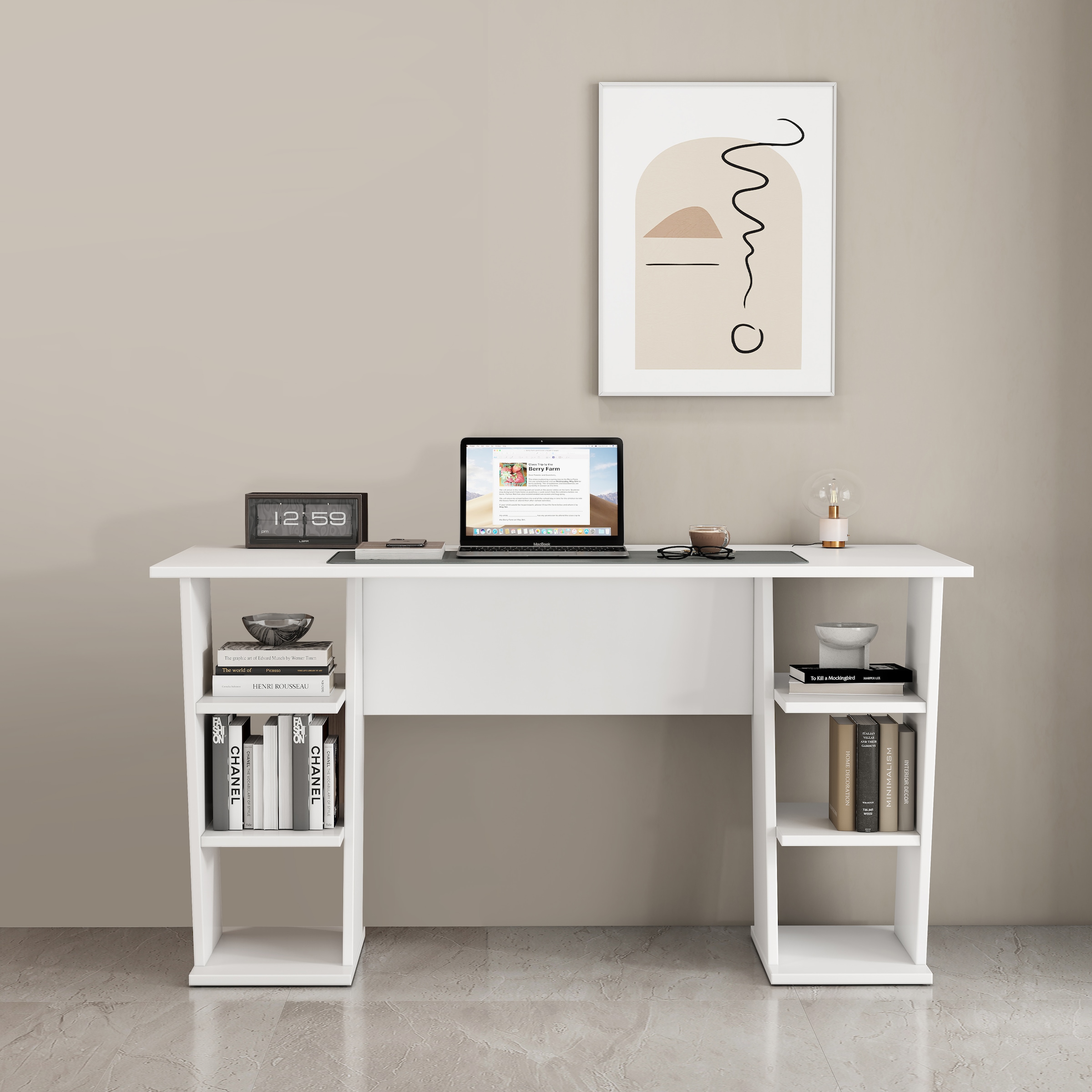 GOODproduct Schreibtisch »Ezzell« Set,  Regalschreibtisch mit Ablagen, modernes Design, Breite 137 cm