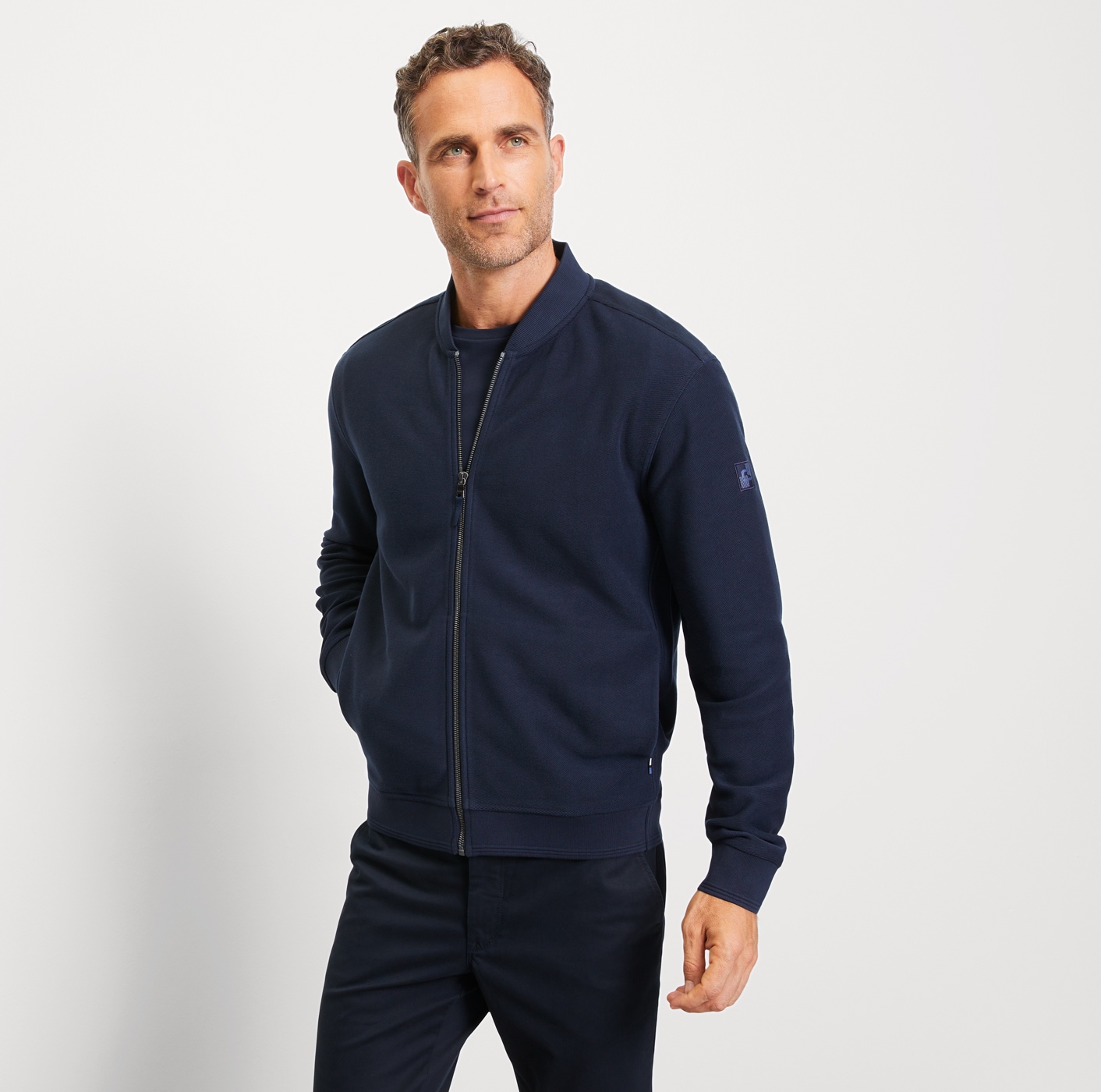 Image of OLYMP Sweatjacke regular fit, basic, Stehkragen