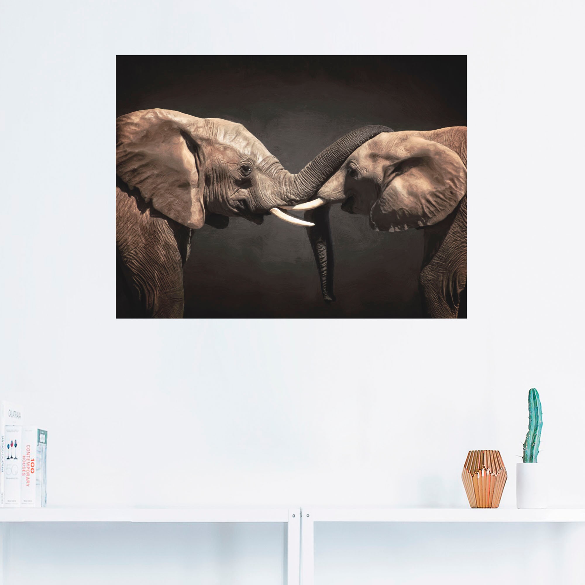 Artland Wandbild »Zwei (1 oder St.), Leinwandbild, Wandaufkleber versch. Grössen Elefanten«, Wildtiere, bequem in kaufen als Poster