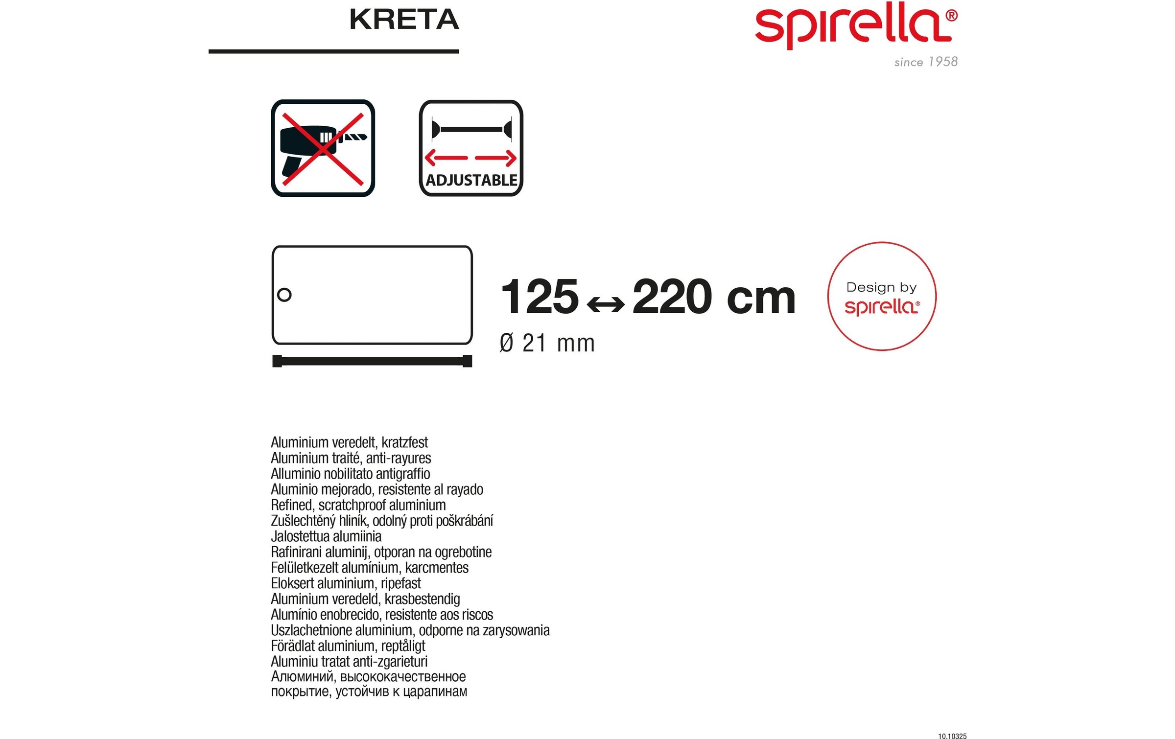 spirella Duschvorhangstange »Kreta 125/220 x 3,5 cm« Ø 35 mm 1 läufig-läufig Ohne Bohren
