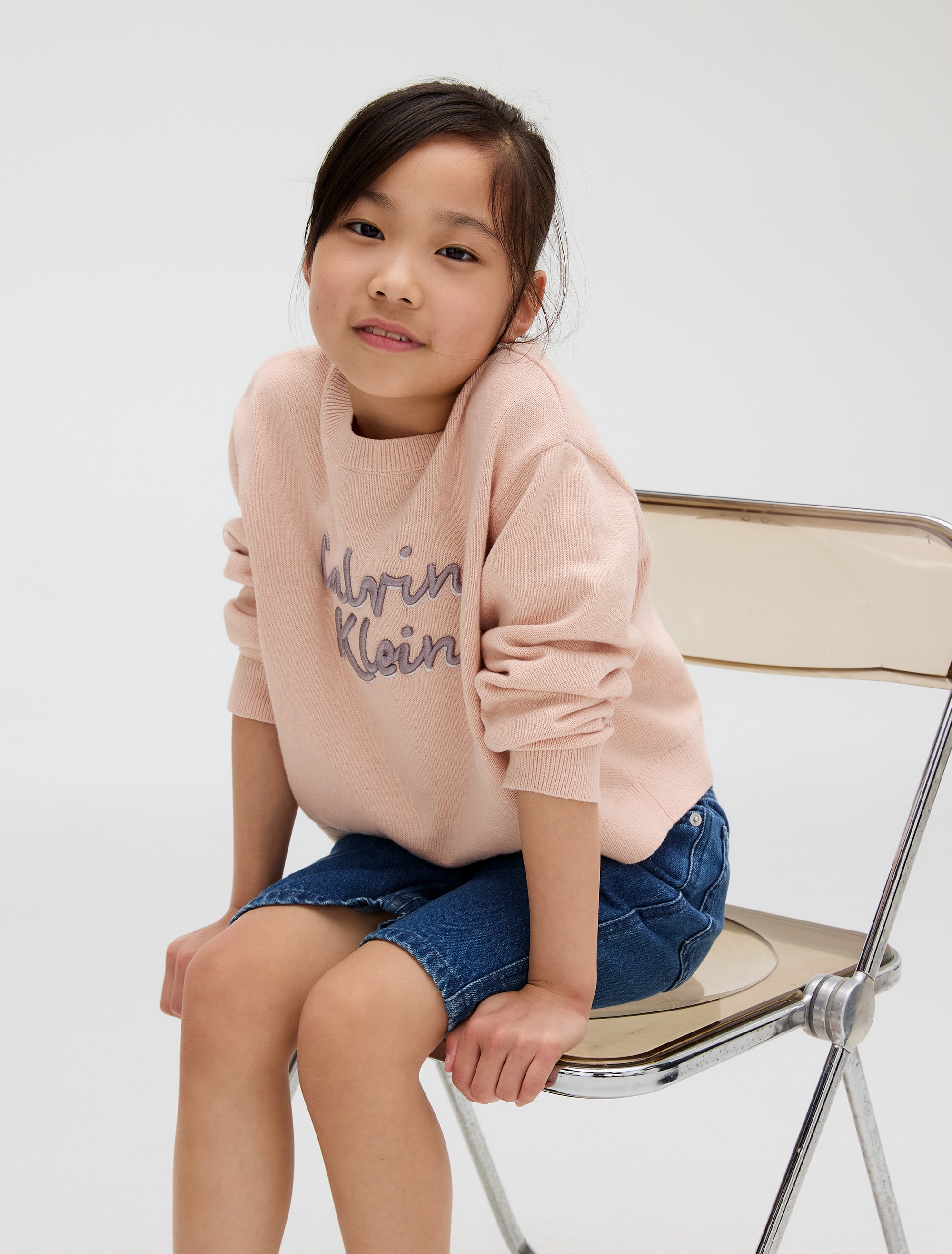 Calvin Klein Jeans Rundhalspullover »LOGO METALLIC INTERSIA«, für Kinder bis 16 Jahre, grosse Stickerei