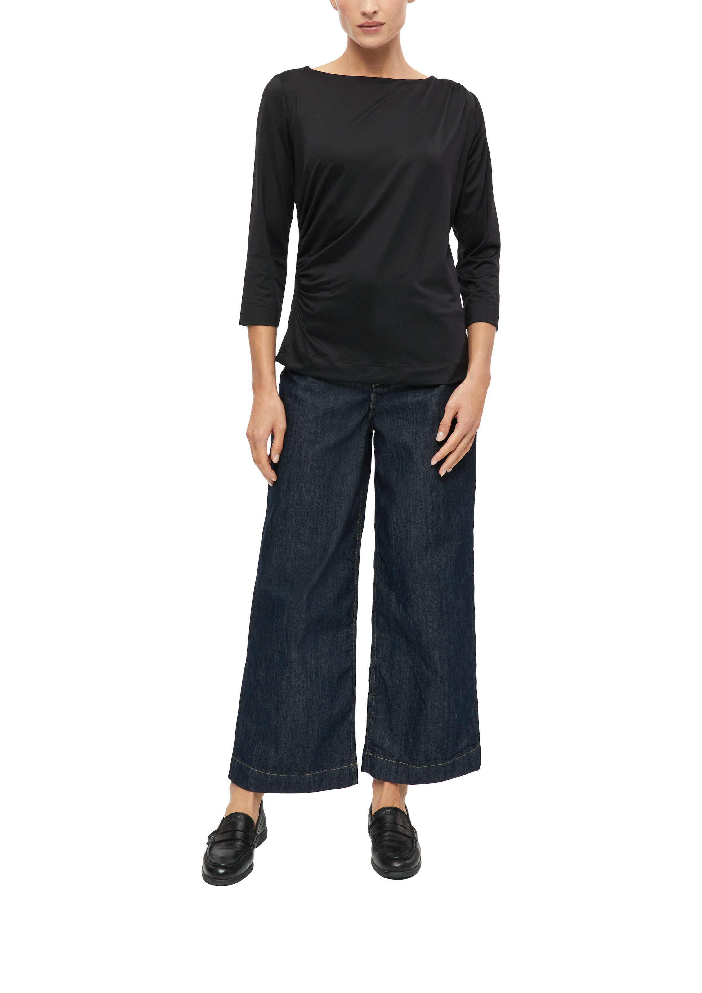 s.Oliver BLACK LABEL 3/4-Arm-Shirt Sommershirt mit seitlicher Saffung