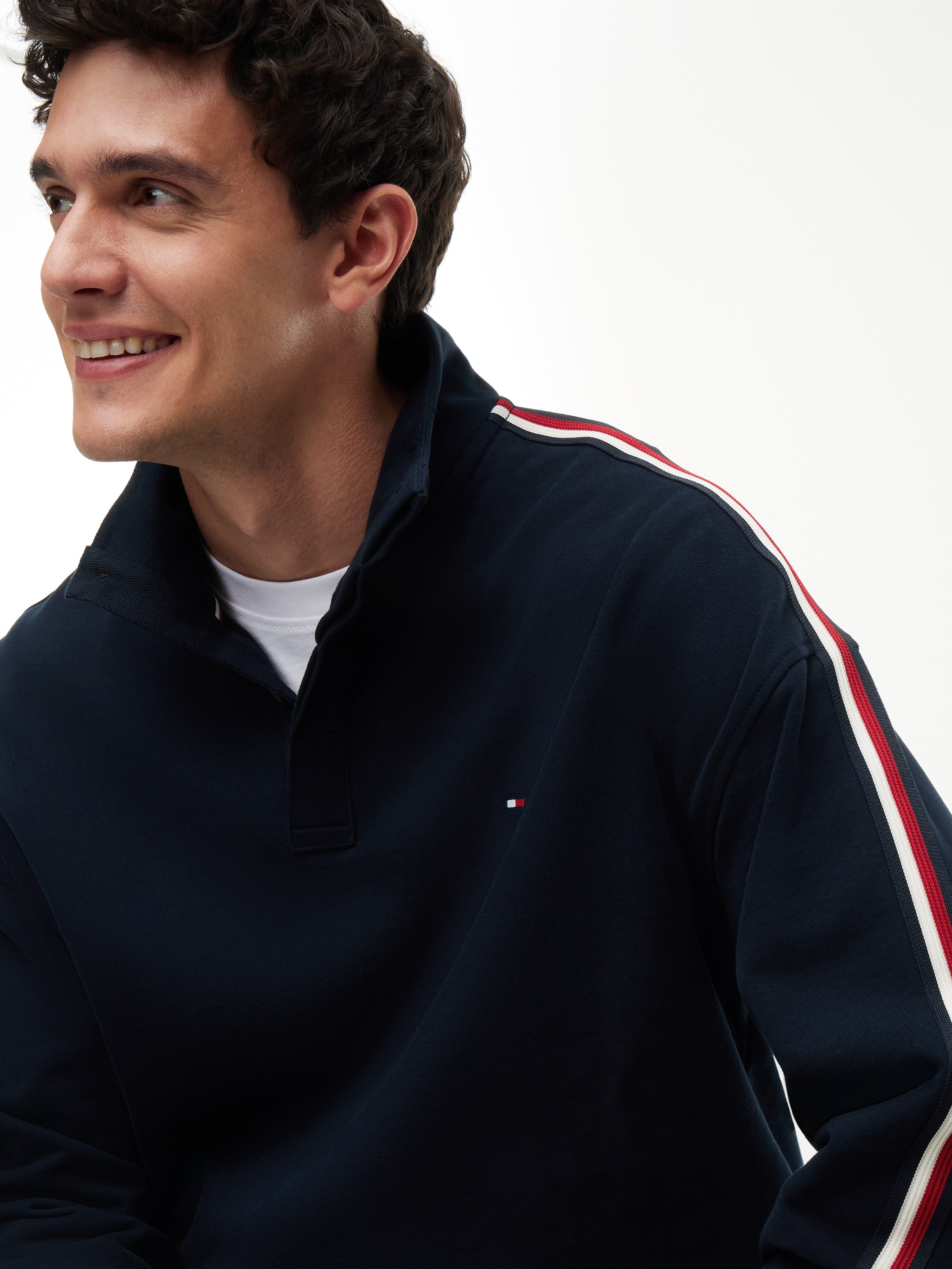 Tommy Hilfiger Underwear Sweatshirt »HALF BUTTON DOWN«, mit Global-Streifen und Knöpfen
