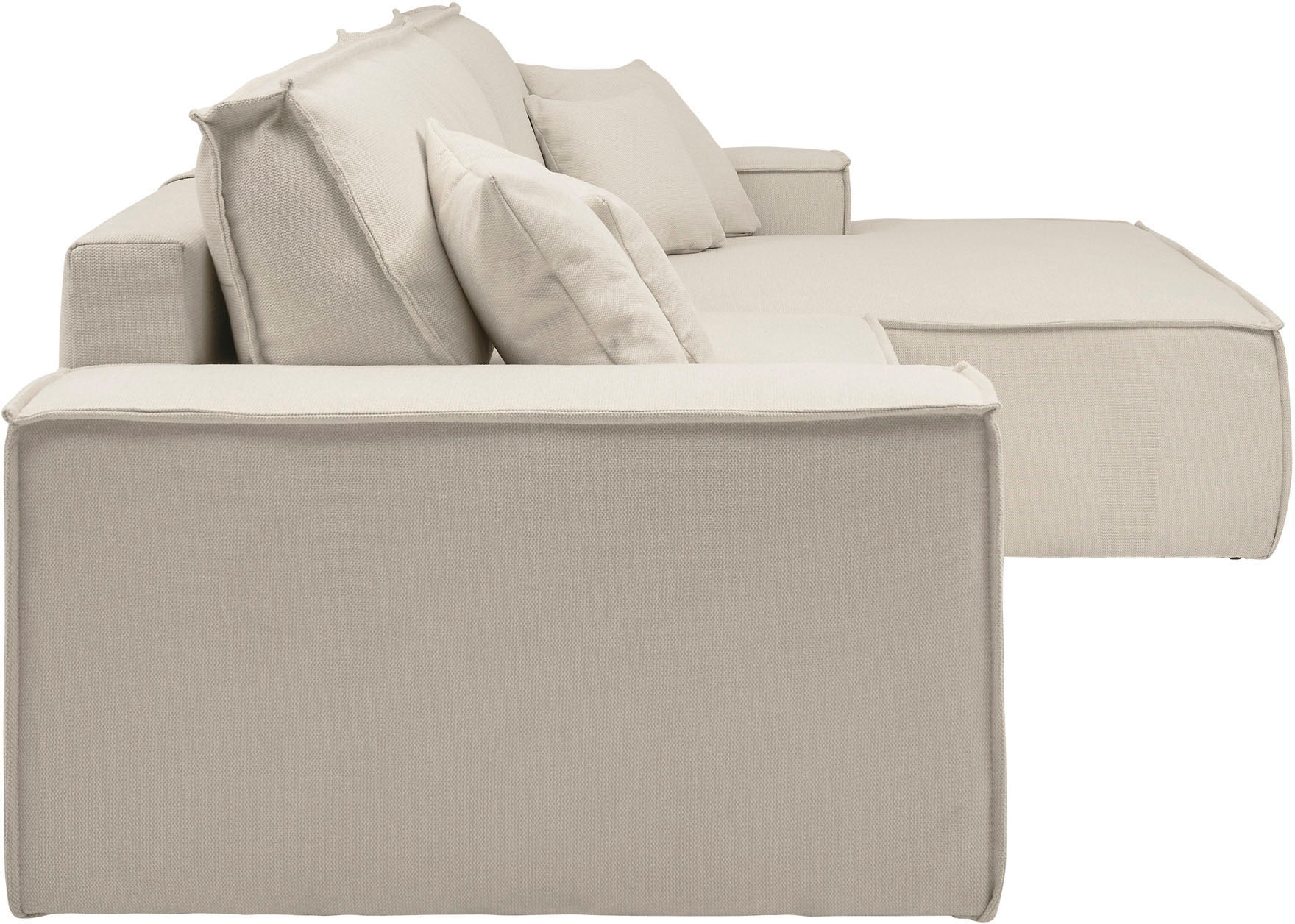 andas Ecksofa »Finnley Schlafsofa 267 cm in Bouclé u. Struktur fein, L-Form,«, Schlaffunktion m. Bettkasten (136/210 cm), Bouclé, Struktur