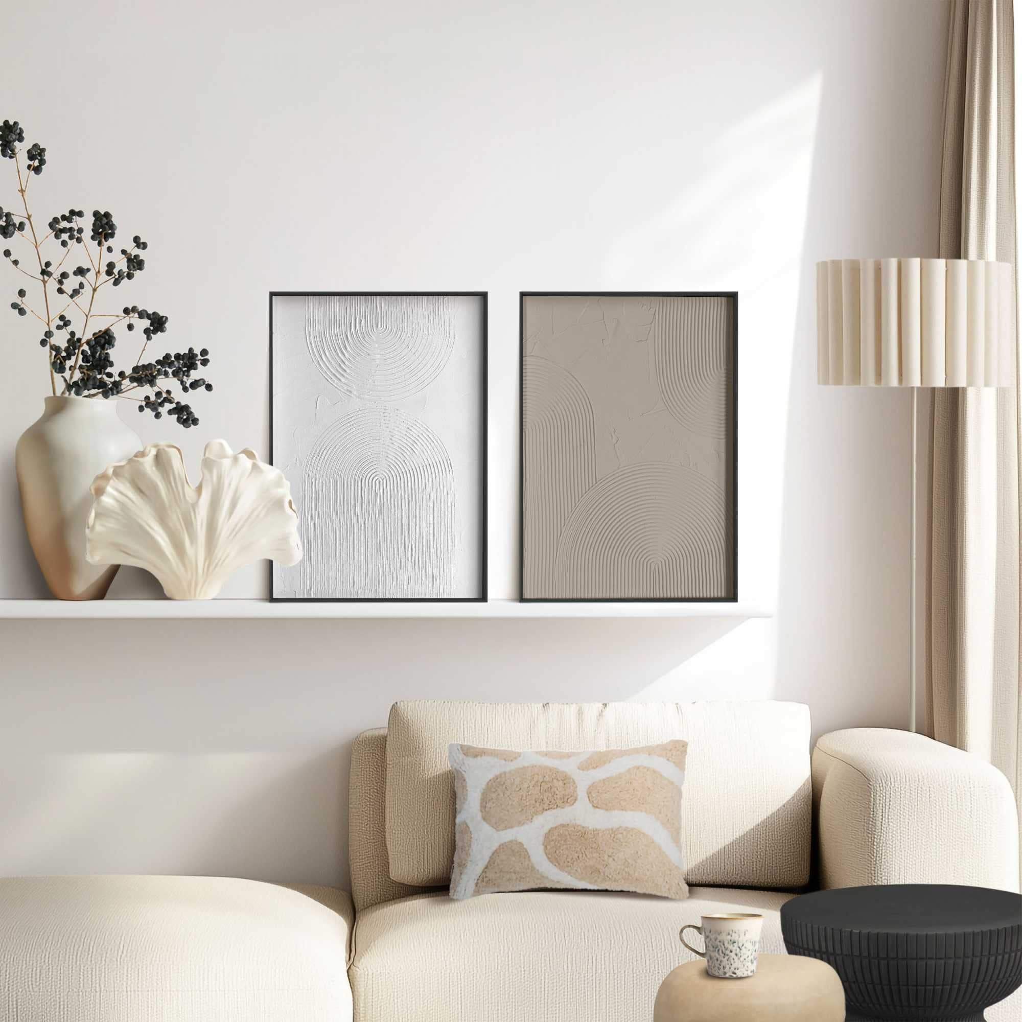 Image of Reinders Wandbild "Reliefbögen" 2 Stk. tlg. Wohnzimmer - Schwarz-Weiss - MDF - Abstrakt - 30x40 cm