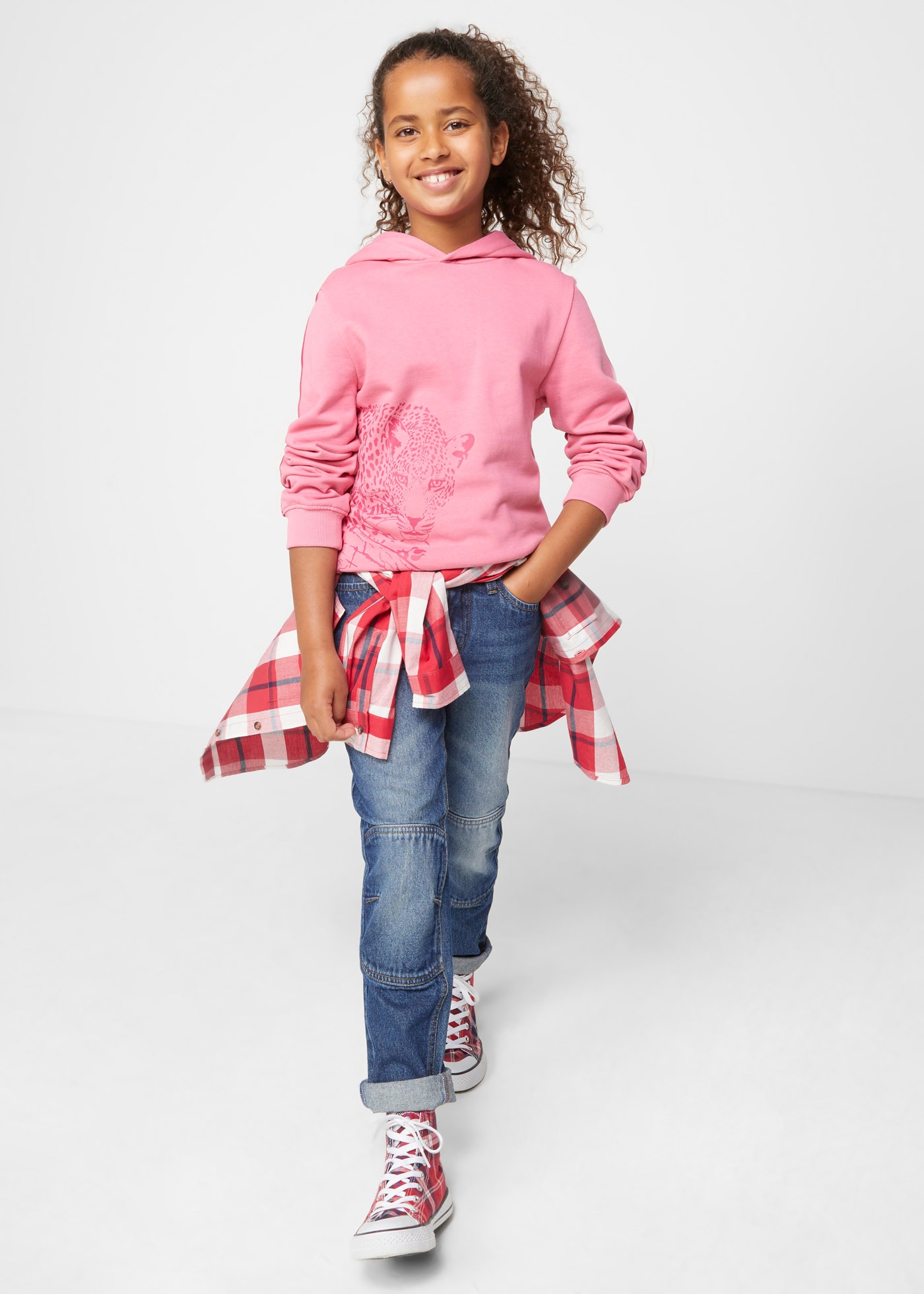 bonprix Sweat à capuche , Regular Fit, mit Tier-Motiv, aus Baumwolle, mit Print
