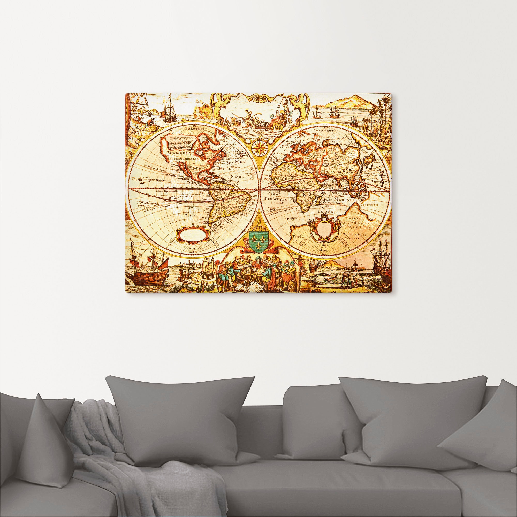 Artland Wandbild »Antike Weltkarte«, Landkarten, (1 St.), als Alubild, Outdoorbild, Leinwandbild, Poster, Wandaufkleber