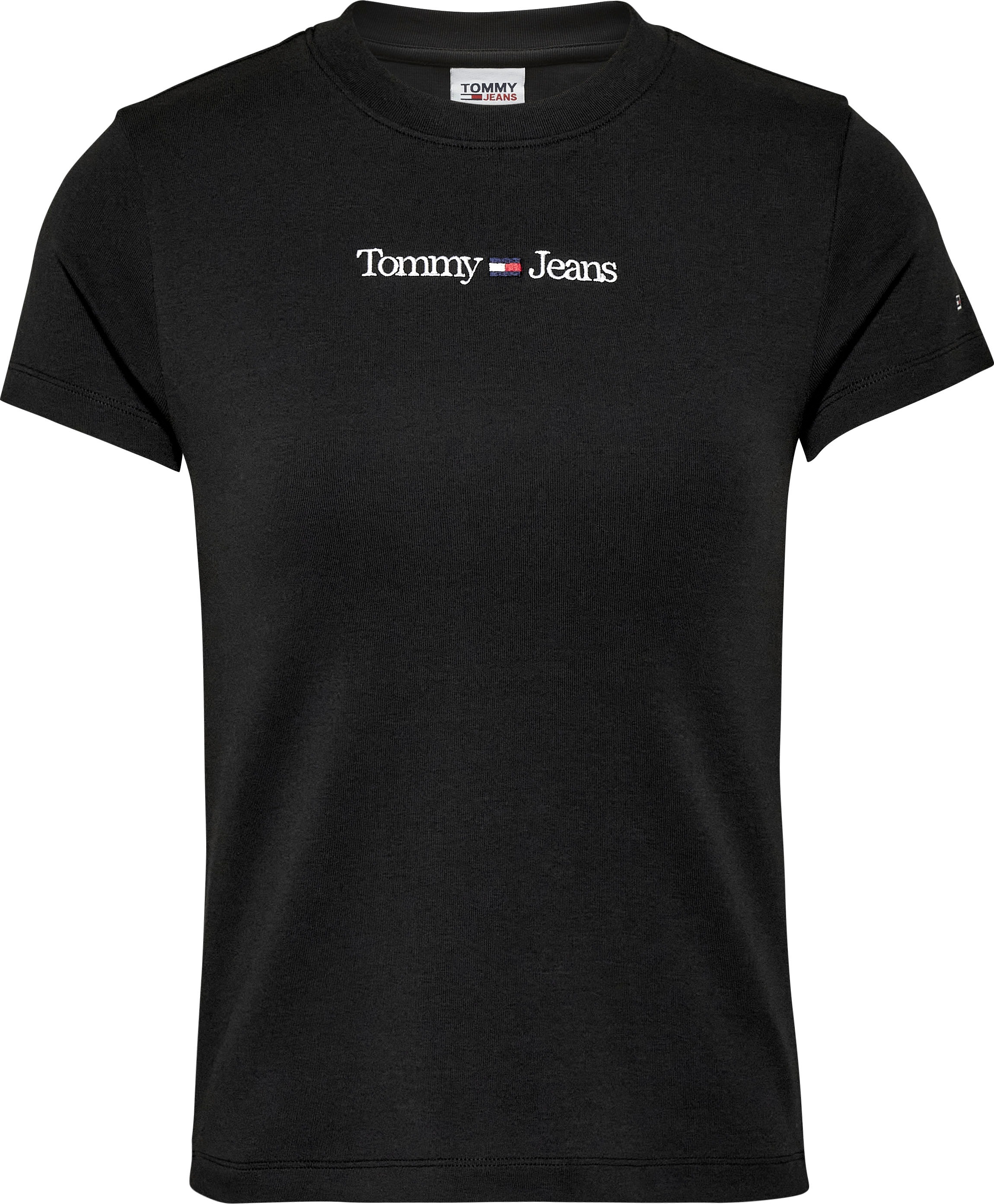 BABY SERIF »TJW LINEAR Tommy versandkostenfrei Jeans dezenten SS«, mit ♕ Kurzarmshirt bestellen Tommy Jeans Stickereien
