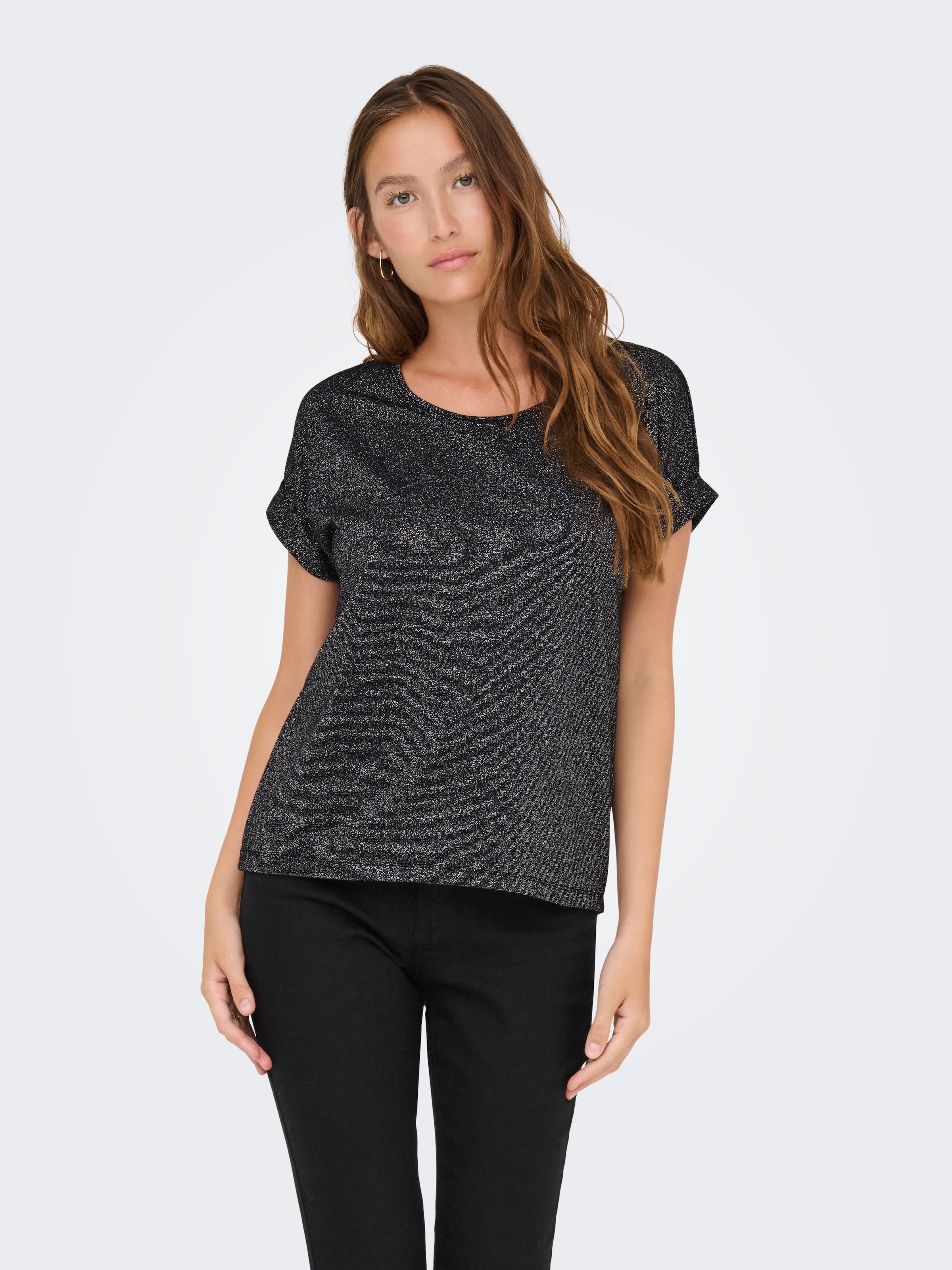 Image of ONLY Kurzarmshirt "ONLMOSTER GLITTER S/S TOP NOOS JRS" mit Glitzerdetail