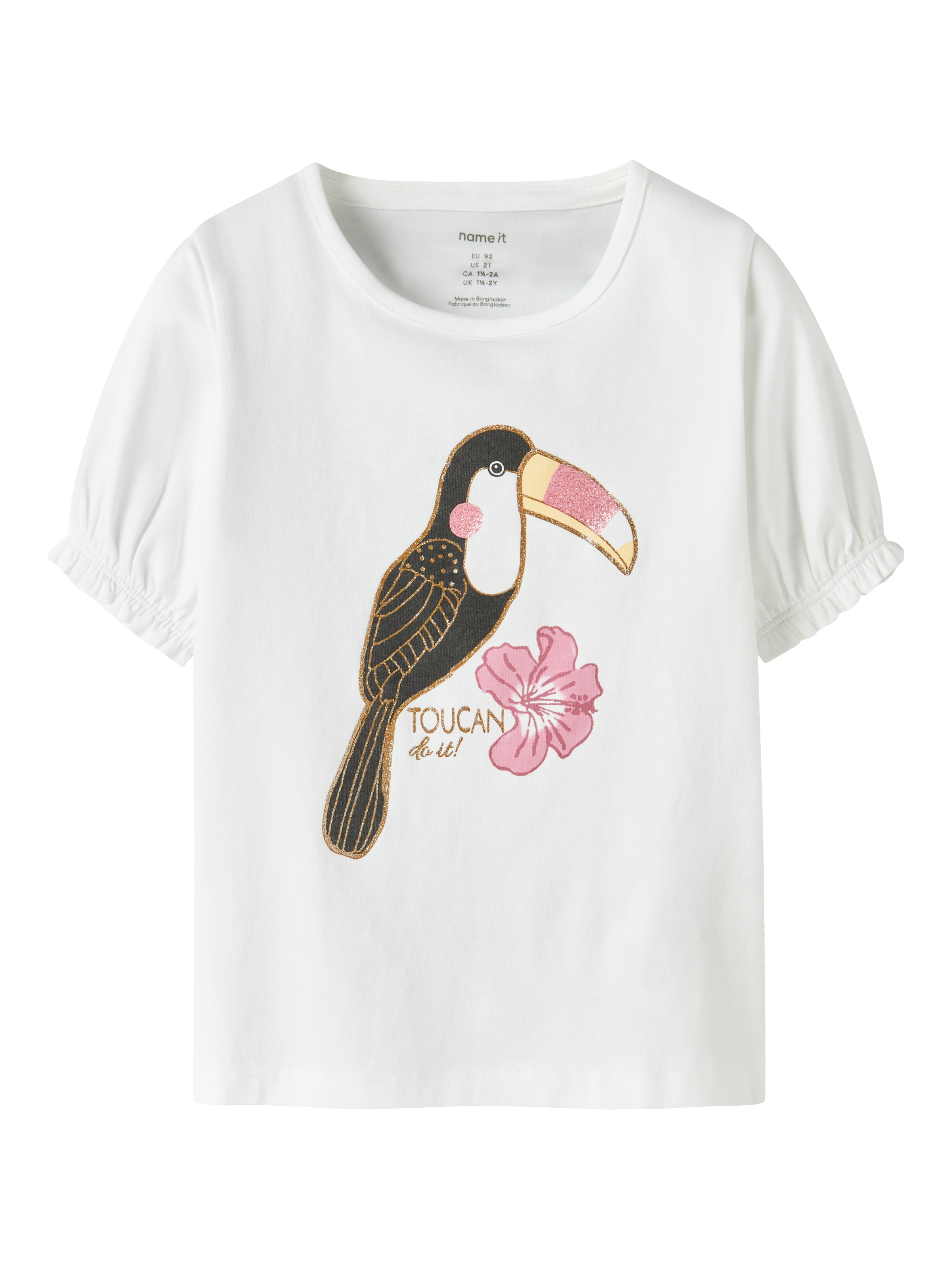 Image of Name It T-Shirt "NMFHONEIA SS TOP BOX" Baumwollmischung, normal geschnitten