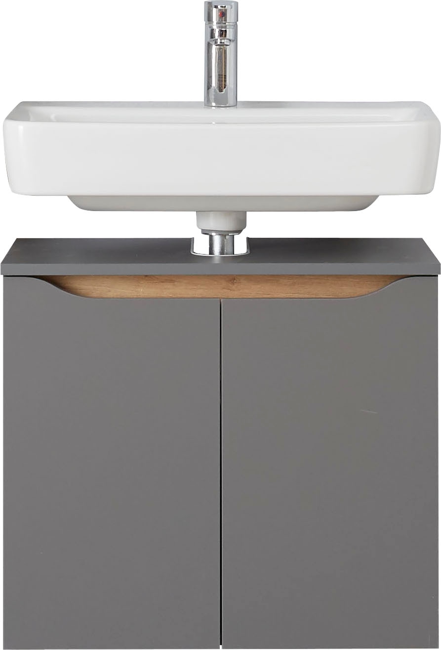 Saphir Armoire sous lavabo »Quickset Unterbeckenschrank, 60 cm breit, 2 Türen« meuble sous-lavabo avec découpe siphon, sans lavabo, sans poignées