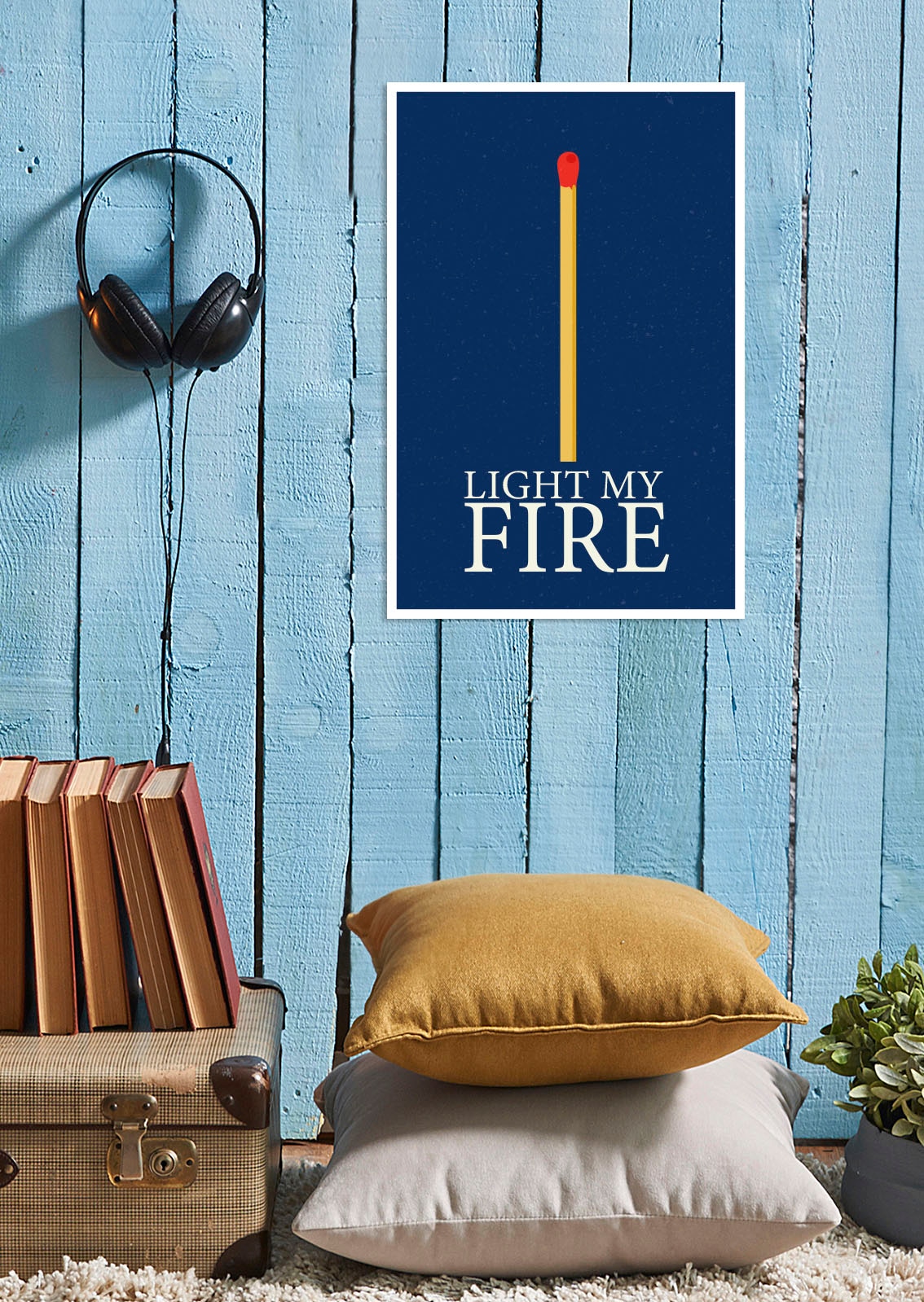 Image of queence Metallbild "Light my Fire" Schriftzug Schriftzüge 1 Stk. tlg. Stahlschilder