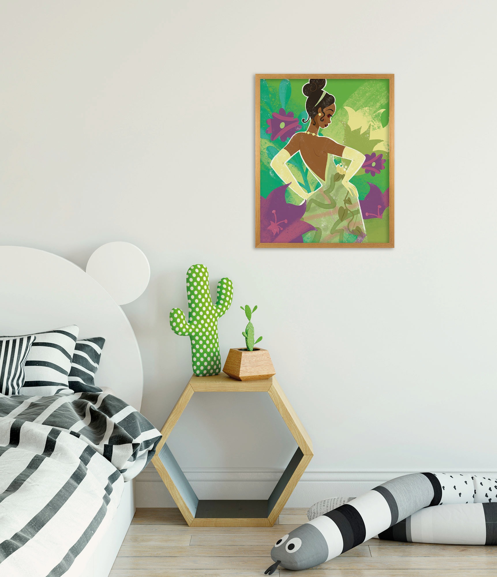Image of Komar Wandbild "Disney Princess Tiana in Green" Disney Set, 1 Stk. tlg. 30 x 40 cm (Breite x Höhe) - Kinderzimmer, Dekoration