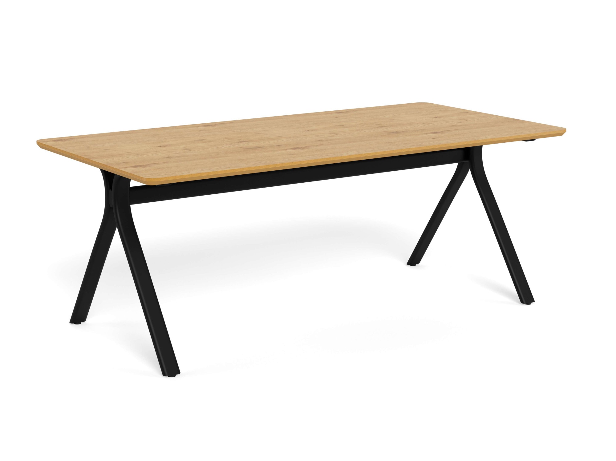 Image of ACTONA GROUP Esstisch "Bristol, Speisetisch, Tisch" rechteckig, Tischplatte eichefarbes Melamin, schwarzer Stahlfuss, FSC™