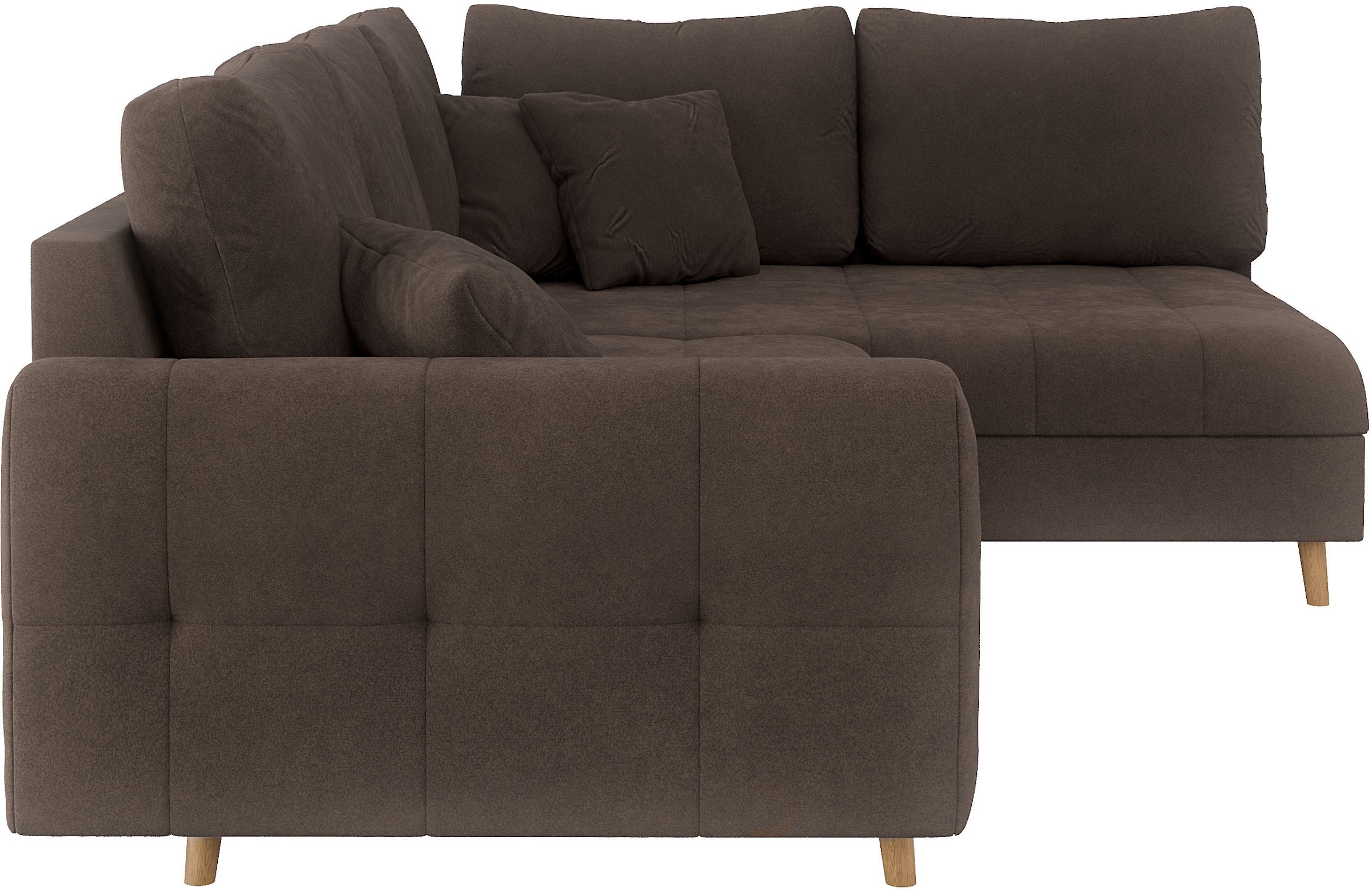 Home affaire Ecksofa »CHARRE L-Form mit Ottomane, Masse B/T/H: 231/161/81 cm«, feine Steppung, lose Rücken- und Zierkissen, auch in Cord und Bouclé