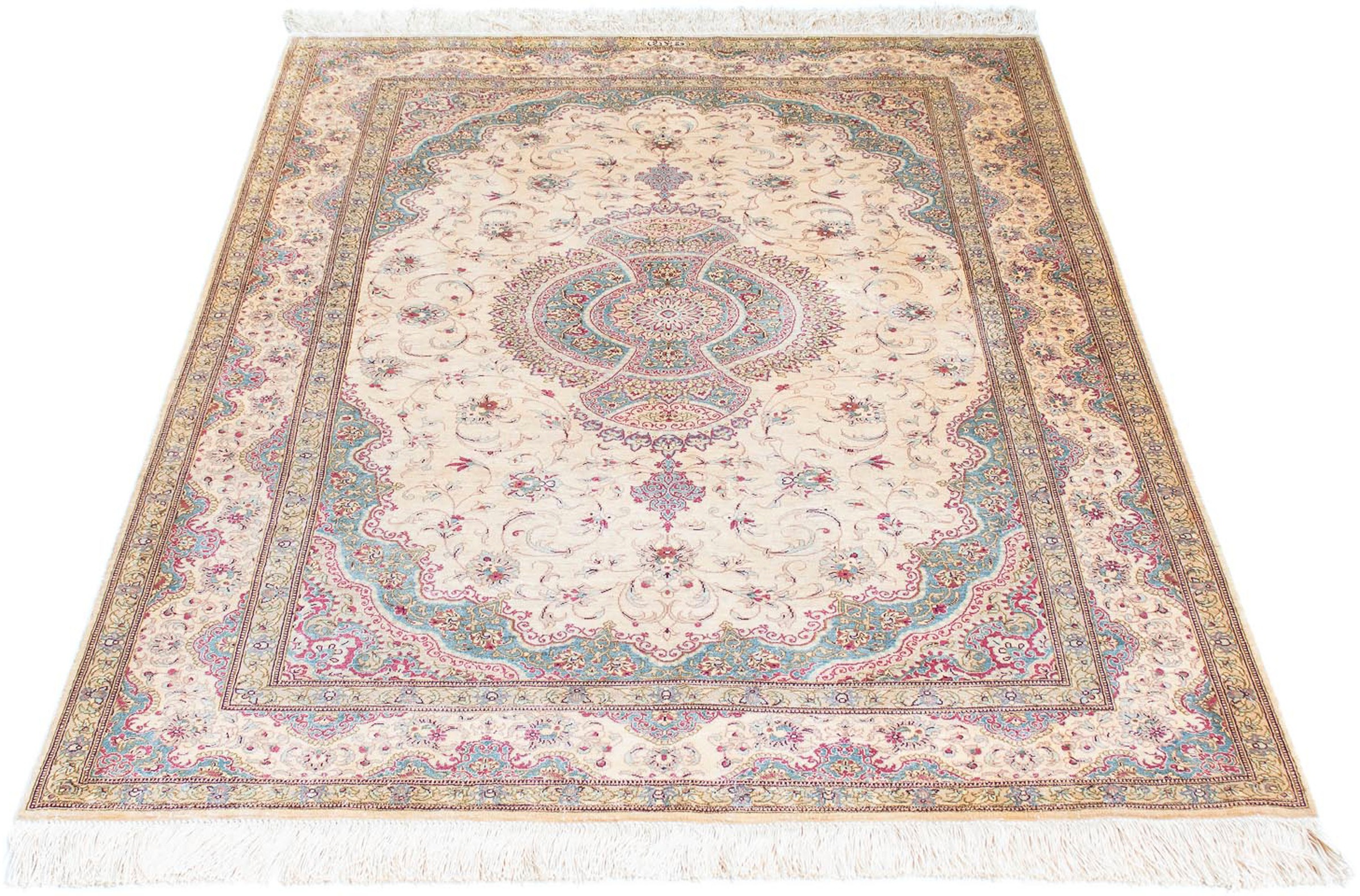 Image of morgenland Orientteppich »Perser - Ghom - 143 x 103 cm - beige«, rechteckig, 10 mm Höhe, Wohnzimmer, Handgeknüpft, Einzelstück mit Zertifikat bei Ackermann Versand Schweiz
