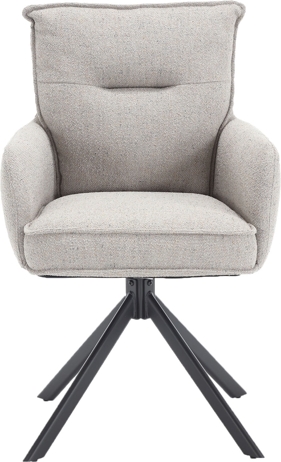 SalesFever Esszimmerstuhl »Austin - Armlehnstuhl mit hochwertiger Taschenfederkern-Polsterung« () 1 Stk.Esszimmersessel: 360° Drehfunktion mit stilvollem Metallfuss