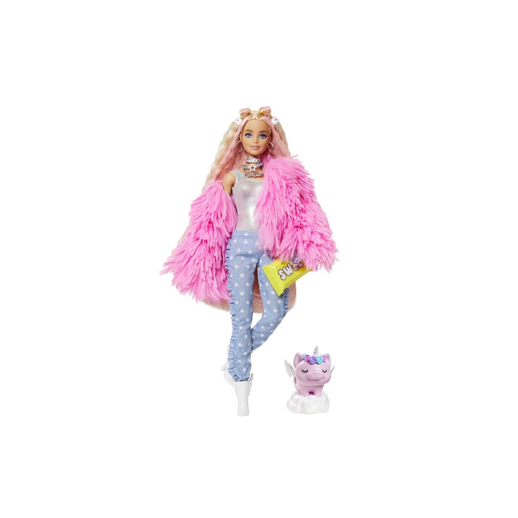 Barbie Spielfigur »Extra mit flauschiger rosa Jacke«