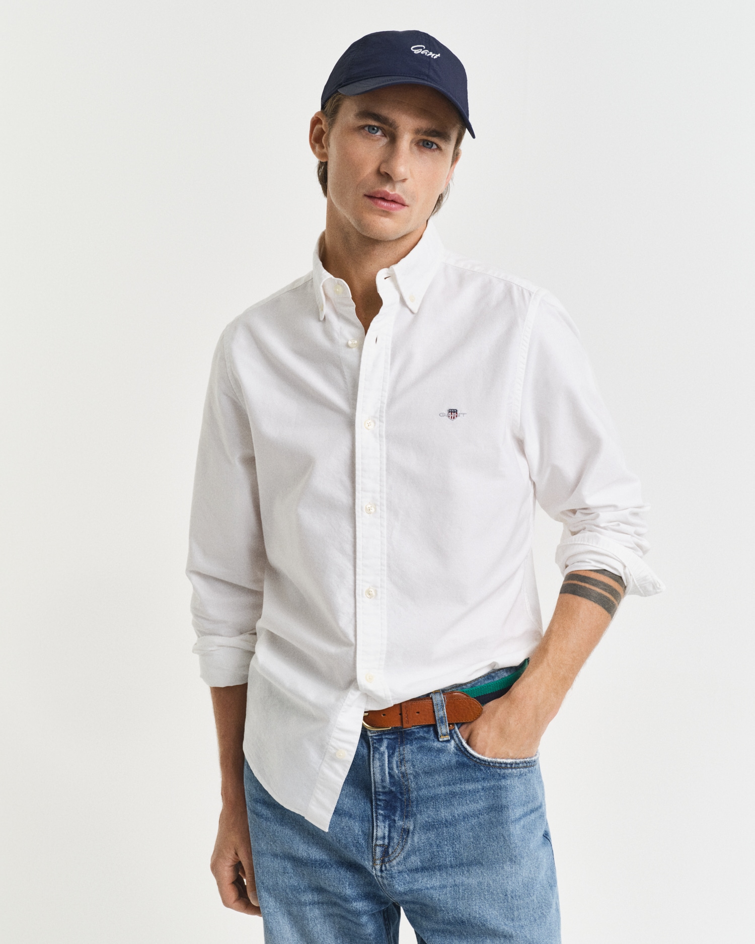 Gant Langarmhemd »Slim Fit Oxford Hemd strukturiert langlebig dicker«, Oxford Hemd Slim Fit