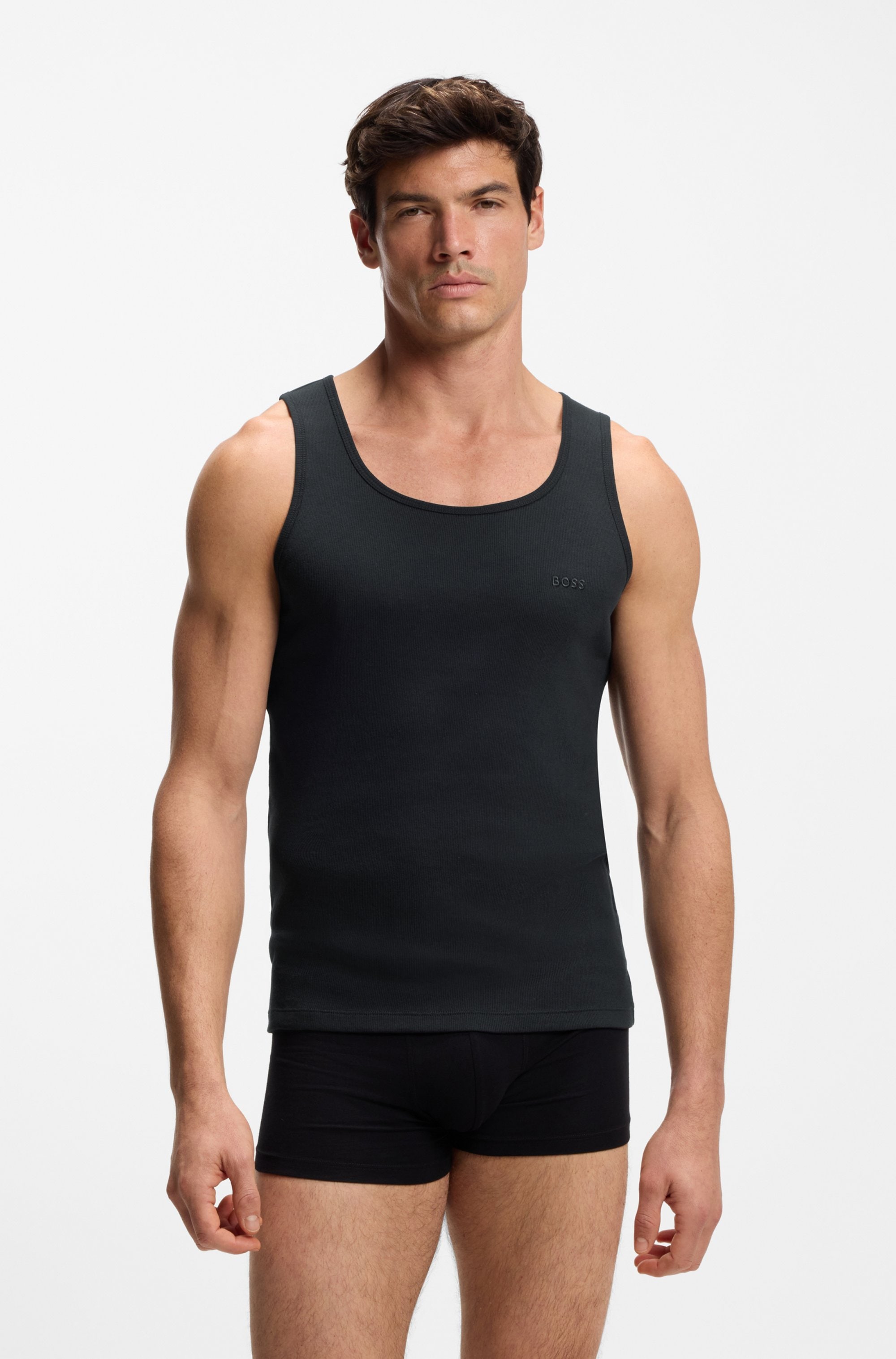 BOSS Débardeur »3P RibClassic BOSS ONE« Broderie ton sur ton sur la poitrine