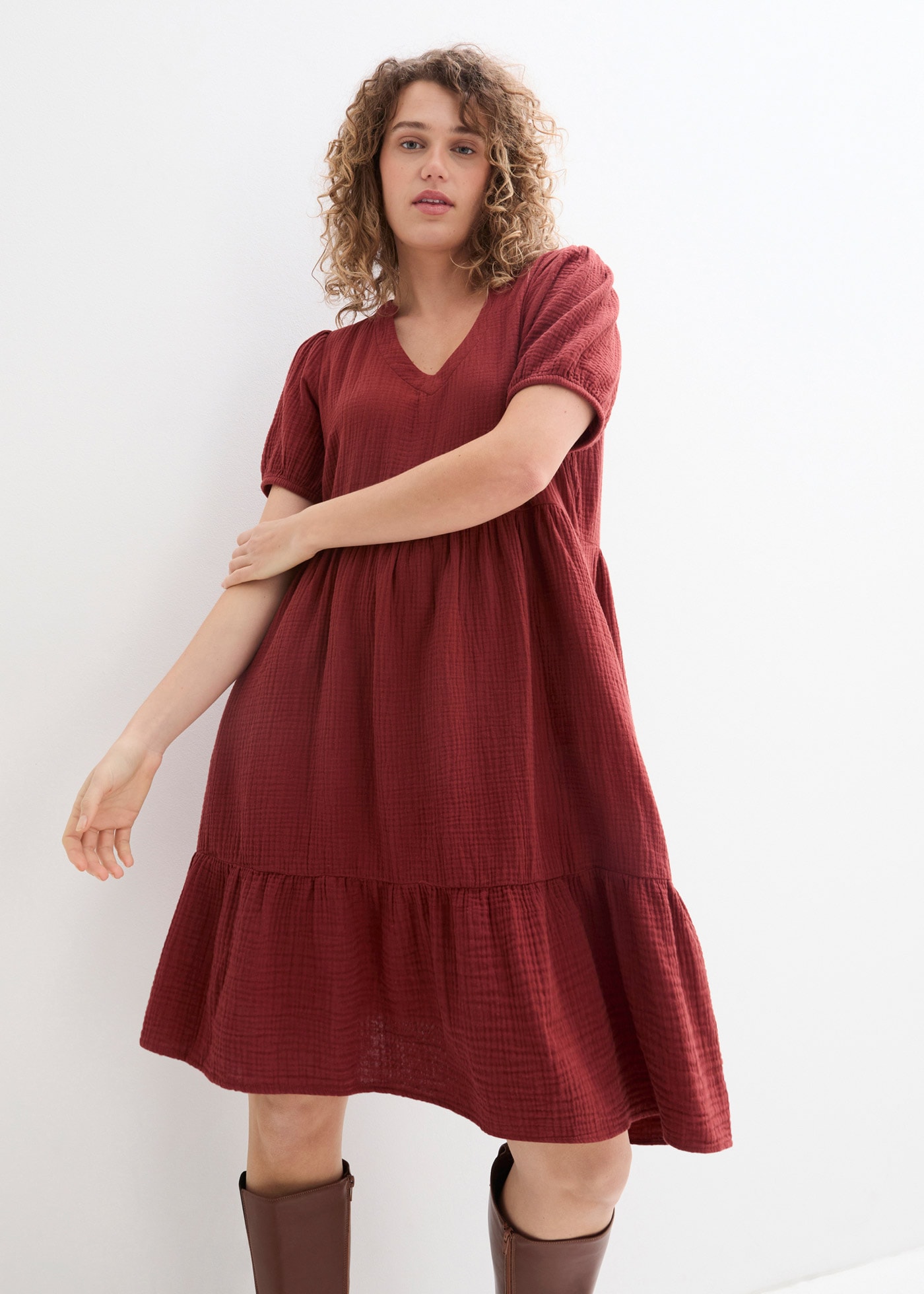 Image of bonprix Sweatkleid für entspannten Look, Oversized-Kleid, aus Musselin, aus Baumwolle