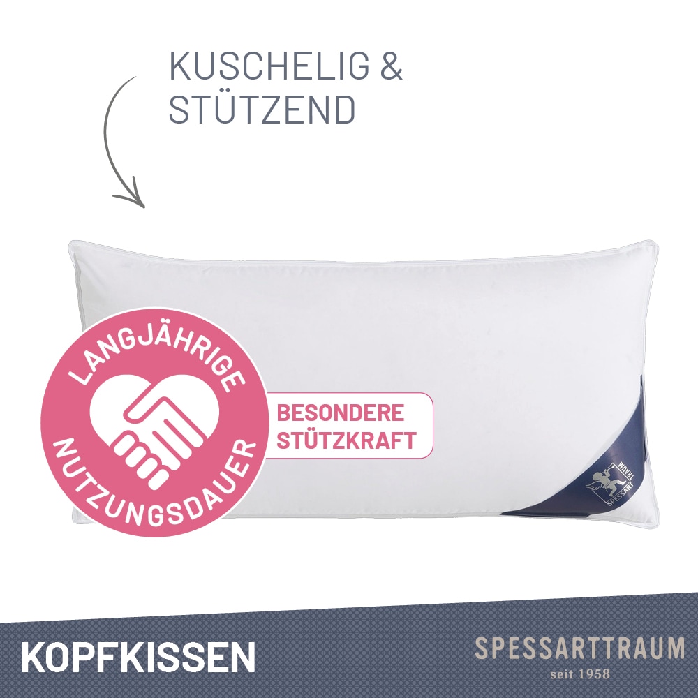 SPESSARTTRAUM Federkissen »FIRST CLASS, Kopfkissen 1-tlg. oder  2-tlg. 40x80 oder 80x80 cm« Füllung: 100% Federn 1 Stk. tlg. hergestellt in Deutschland, allergikerfreundlich, im Set günstiger