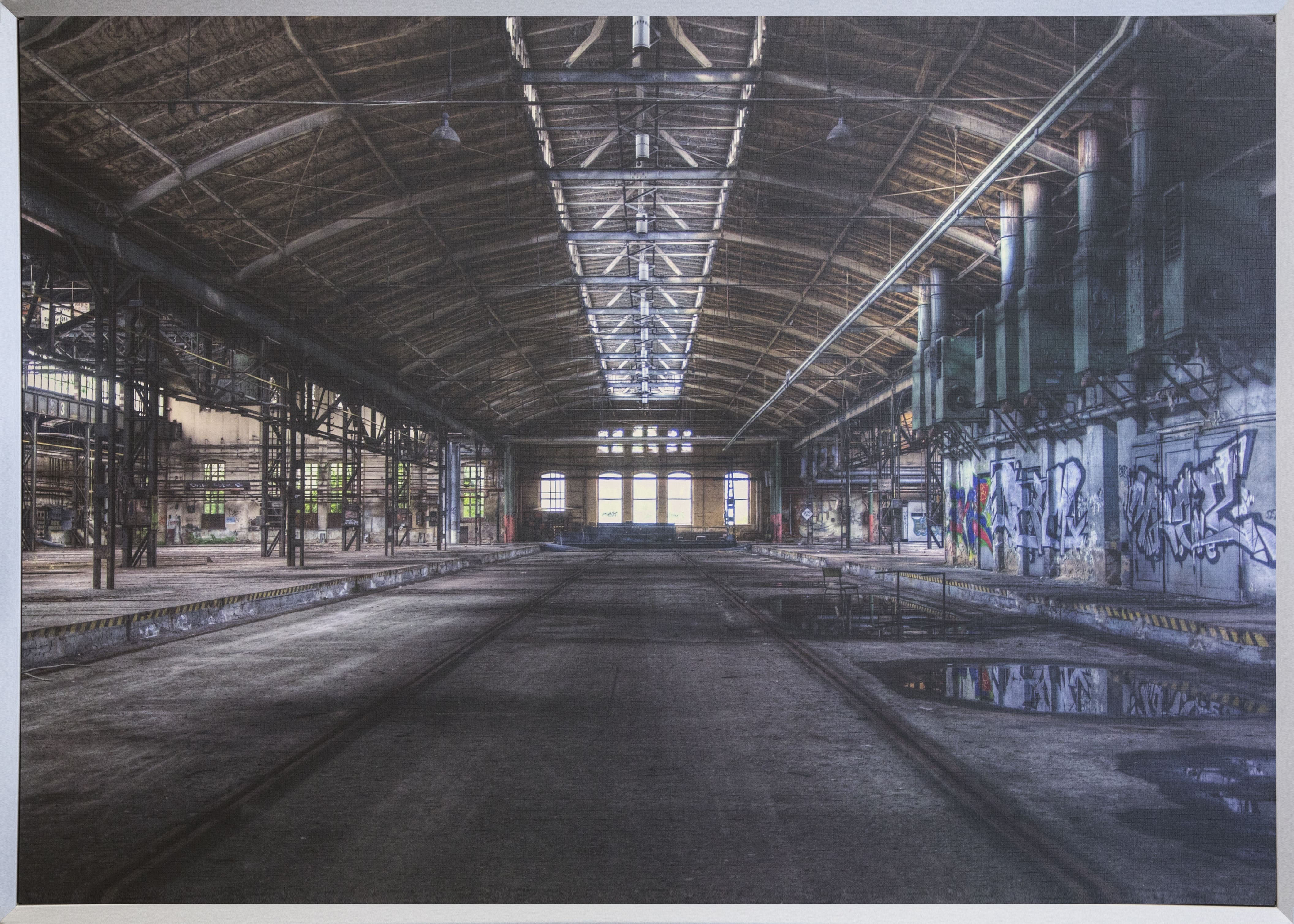 Image of Spiegelprofi GmbH Bild mit Rahmen »Factory«, Gebäude, (1 St.), hochwertiger Kunstdruck, Rahmen silberfarben bei Ackermann Versand Schweiz