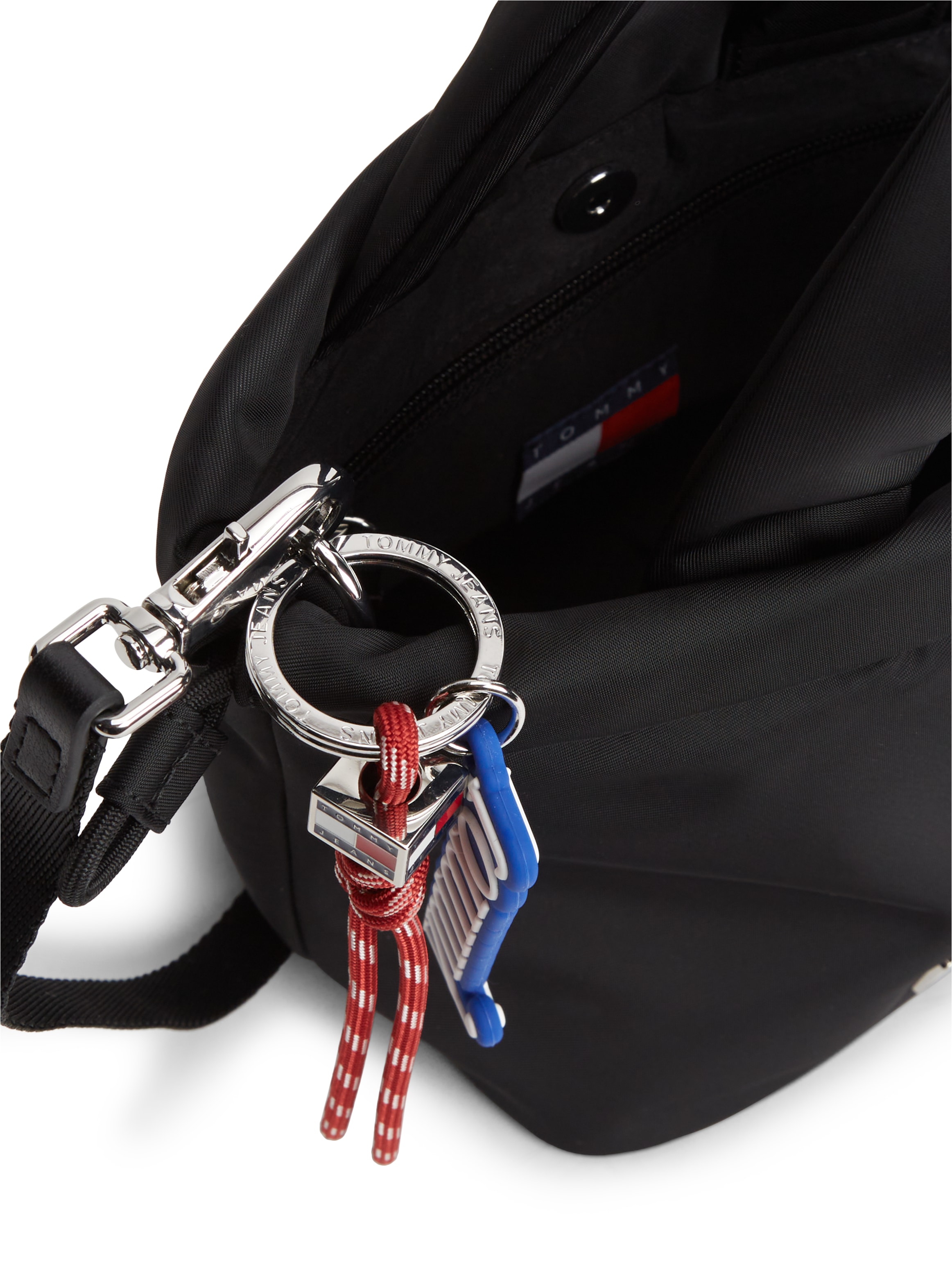 Tommy Jeans Sac à main »TJW ICON CHARMS BUCKET BAG« sac à main femme, sac bandoulière avec porte-clés amovible