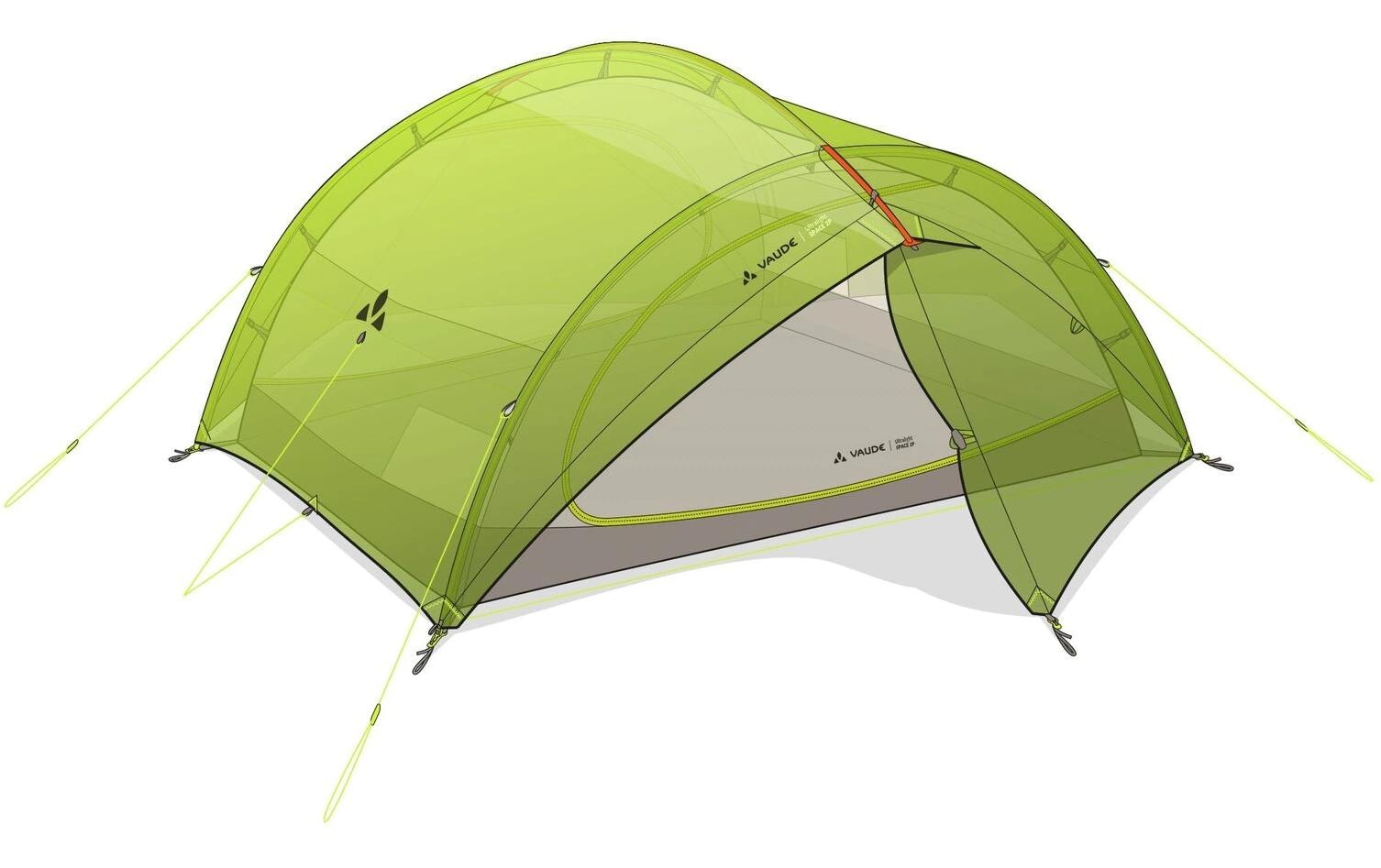 VAUDE Tente pour motards »Ultralight Space 2P wild lime« 2 Personen