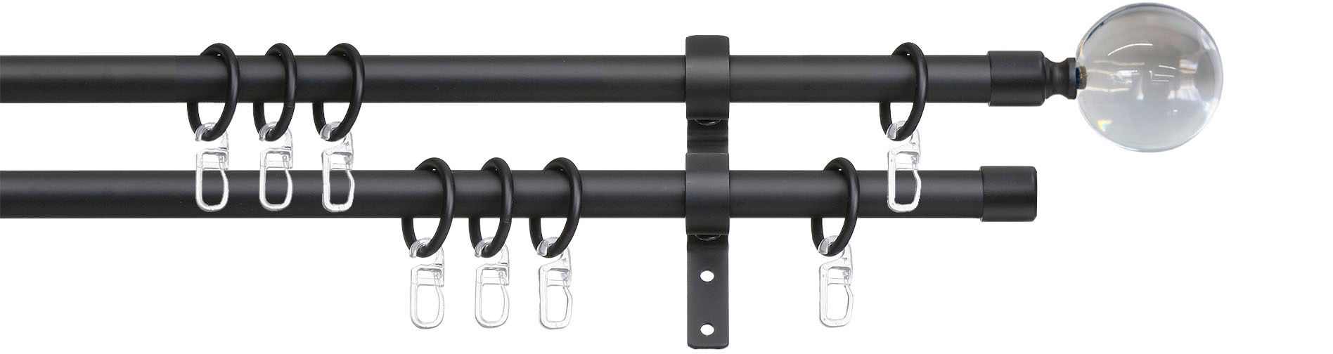 Image of indeko Gardinenstange »Kugel Glas klar«, 2 läufig-läufig, Fixmass bei Ackermann Versand Schweiz
