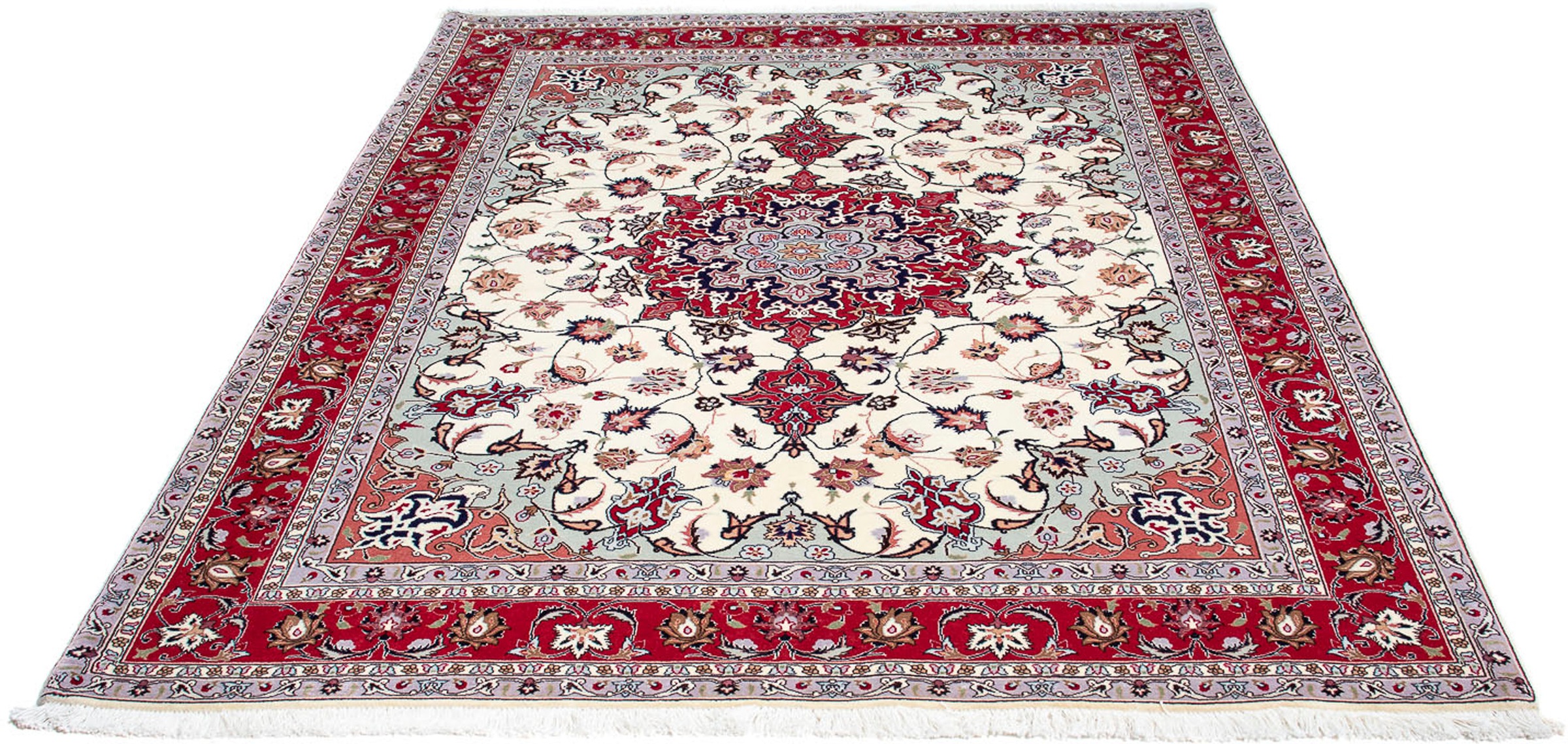 Image of morgenland Orientteppich »Perser - Täbriz - Royal - 200 x 154 cm - beige«, rechteckig, 7 mm Höhe, Wohnzimmer, Handgeknüpft, Einzelstück mit Zertifikat bei Ackermann Versand Schweiz