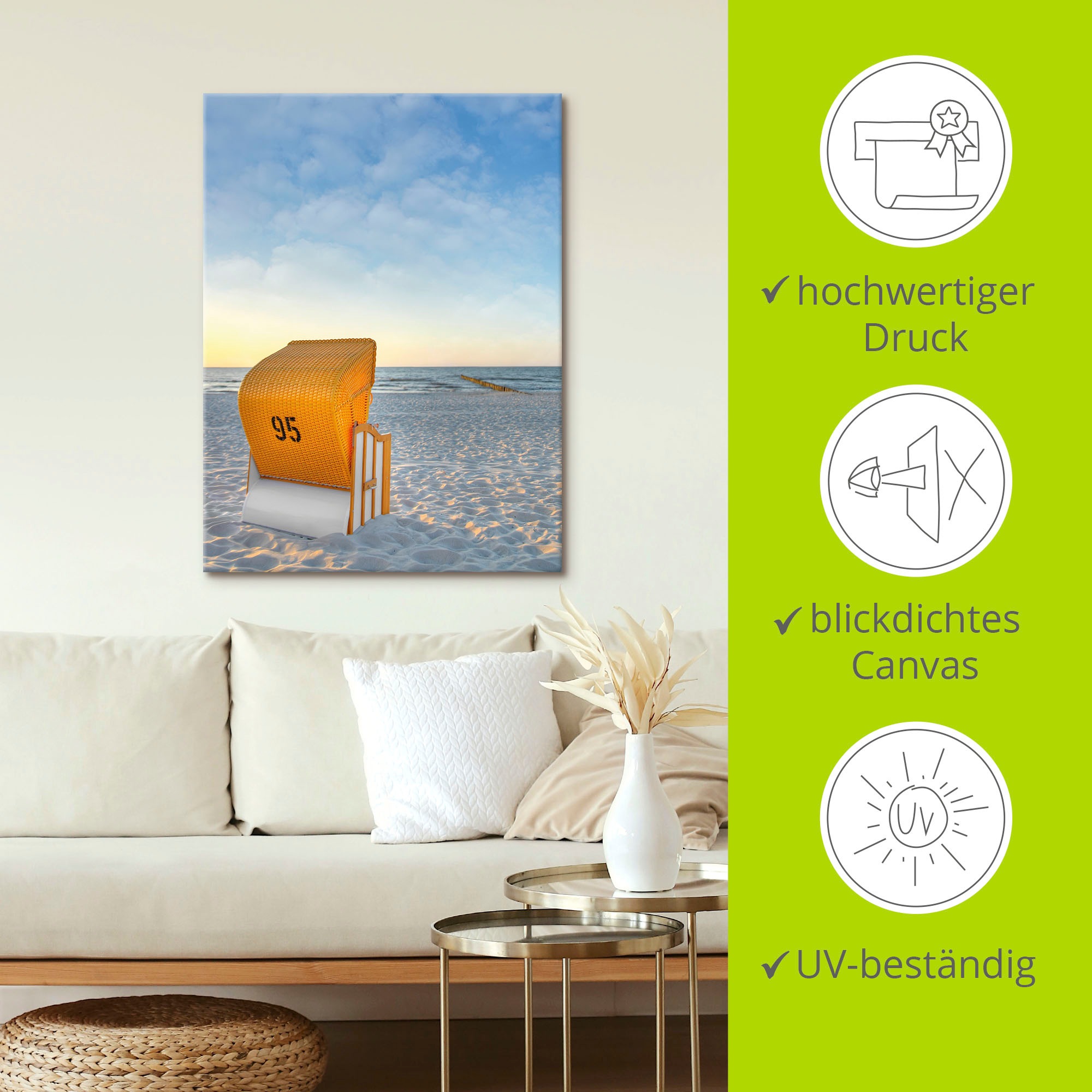 Artland Wandbild »Ostsee7 - Strandkorb«, Strand, (1 St.), als Alubild, Outdoorbild, Leinwandbild, Poster in verschied. Grössen