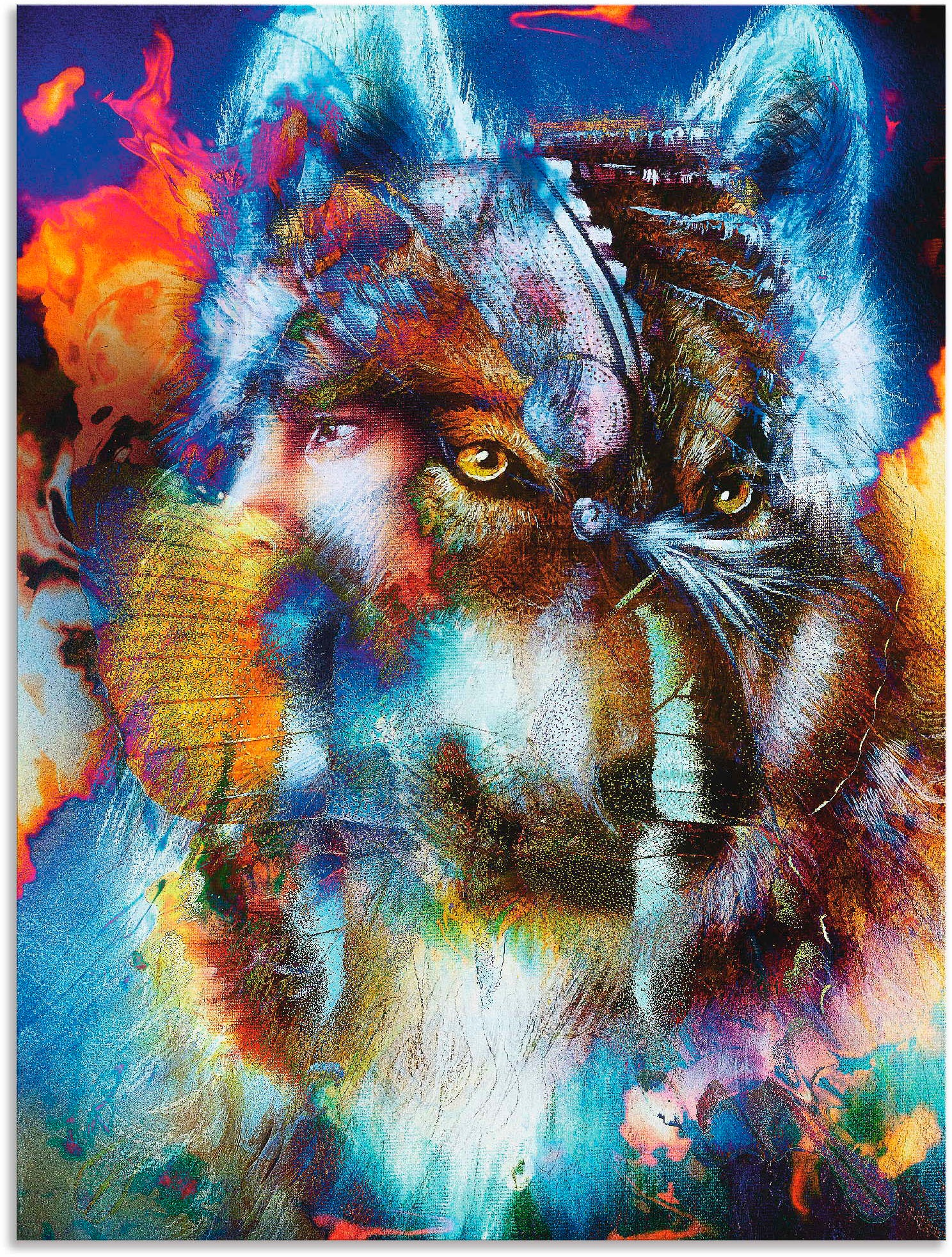 Image of Artland Wandbild »Indischer Krieger mit Wolf«, klassische Fantasie, (1 St.), in vielen Grössen & Produktarten - Alubild / Outdoorbild für den Aussenbereich, Leinwandbild, Poster, Wandaufkleber / Wandtattoo auch für Badezimmer geeignet bei Ackermann Versan
