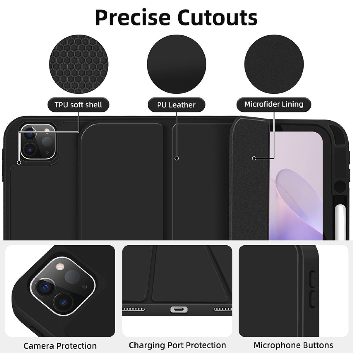 4smarts Tablet-Hülle »Folio Case Basic für Apple iPad Pro 13 (M4, 2024)«, Backcover, Schutzhülle, Handyschutzhülle, Case, Schutzcase, stossfest